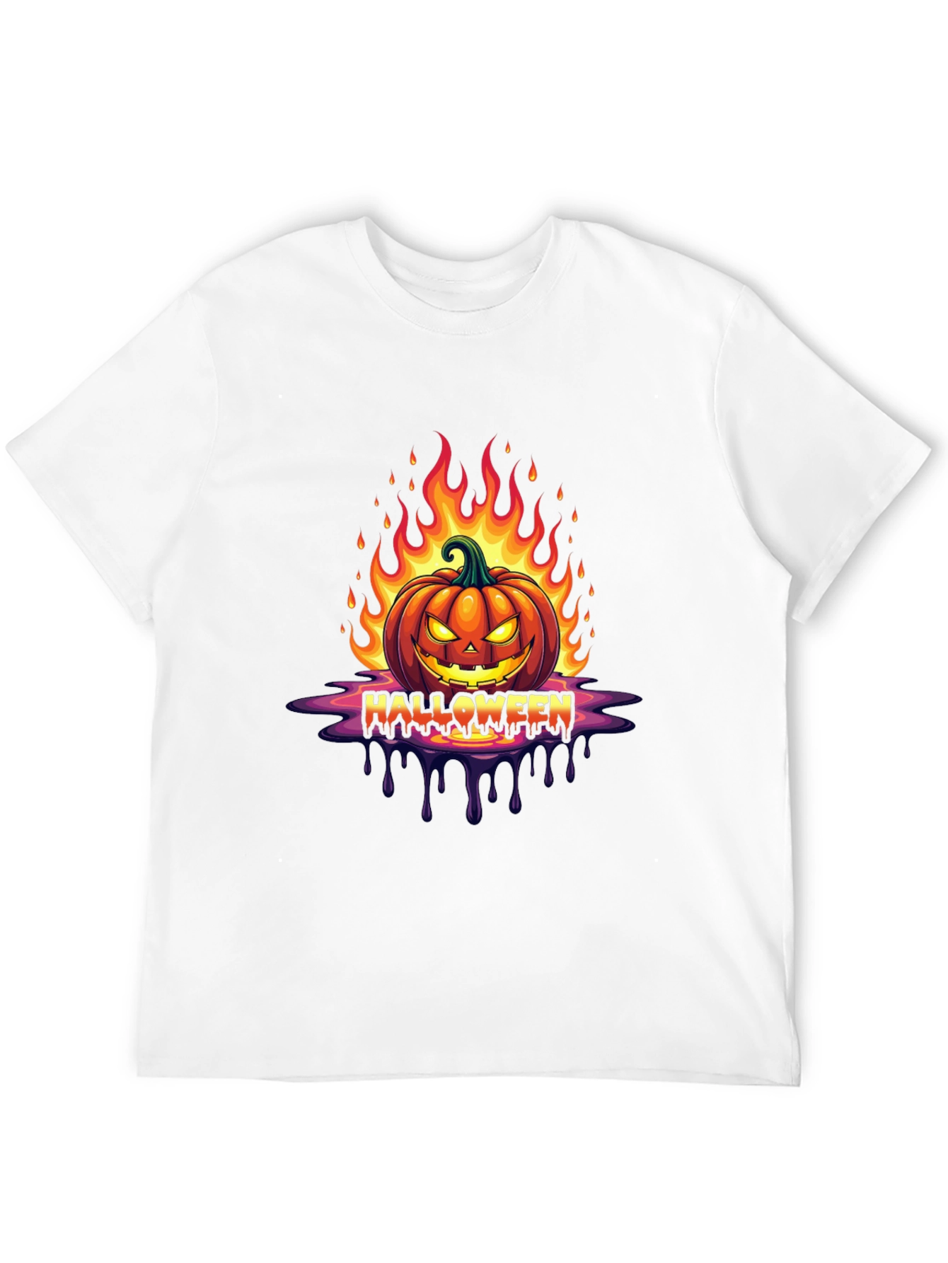 Halloween Pumpkin Flames Graphic Tee