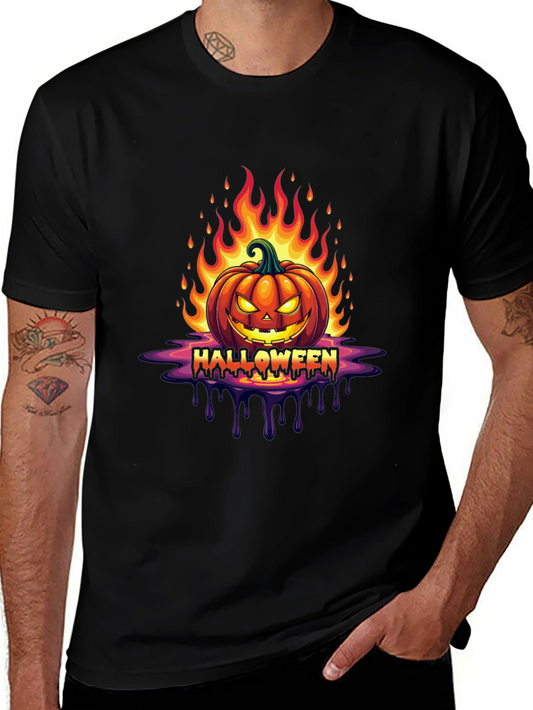 Halloween Pumpkin Flames Graphic Tee