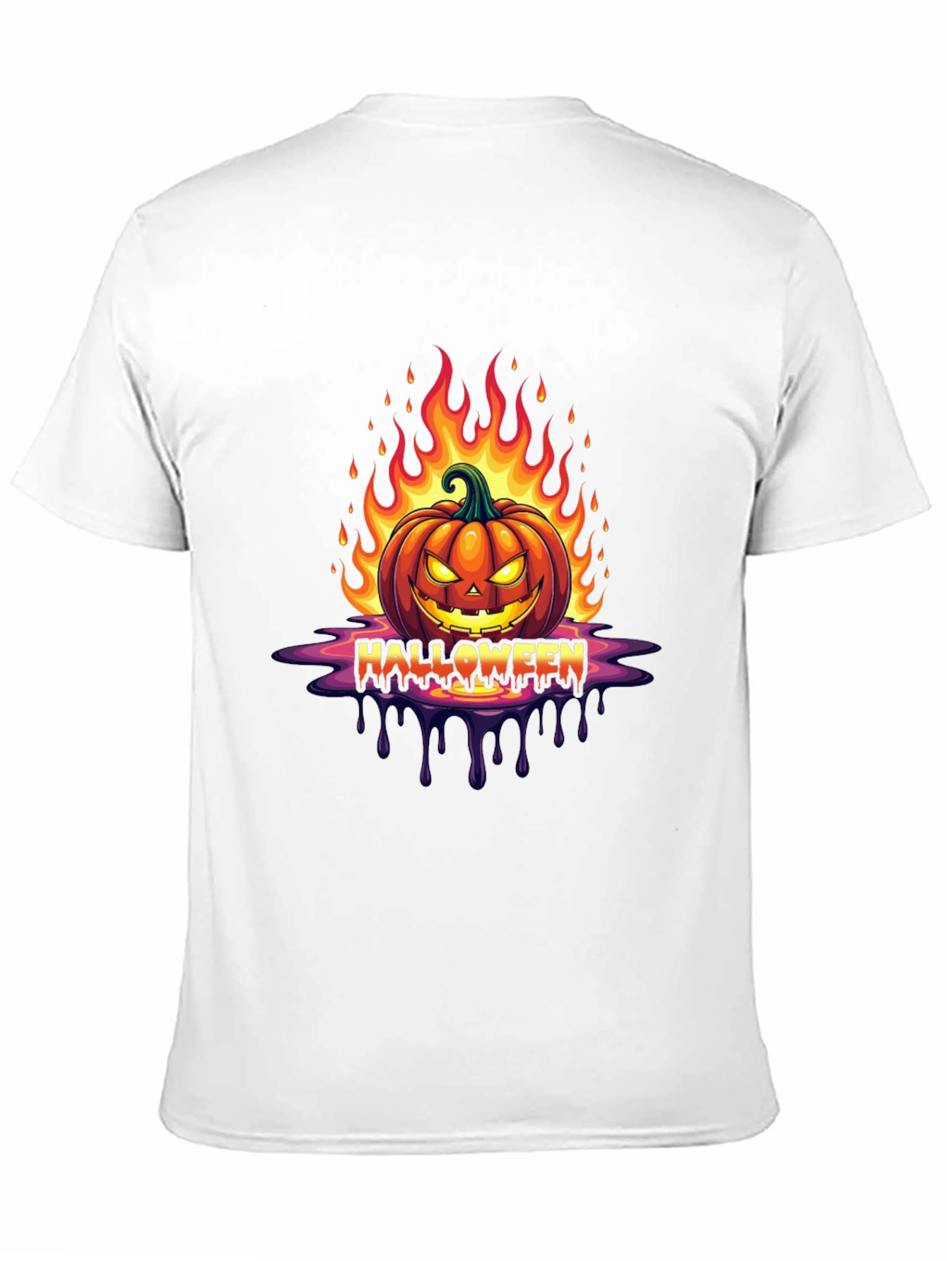 Halloween Pumpkin Flames Graphic Tee