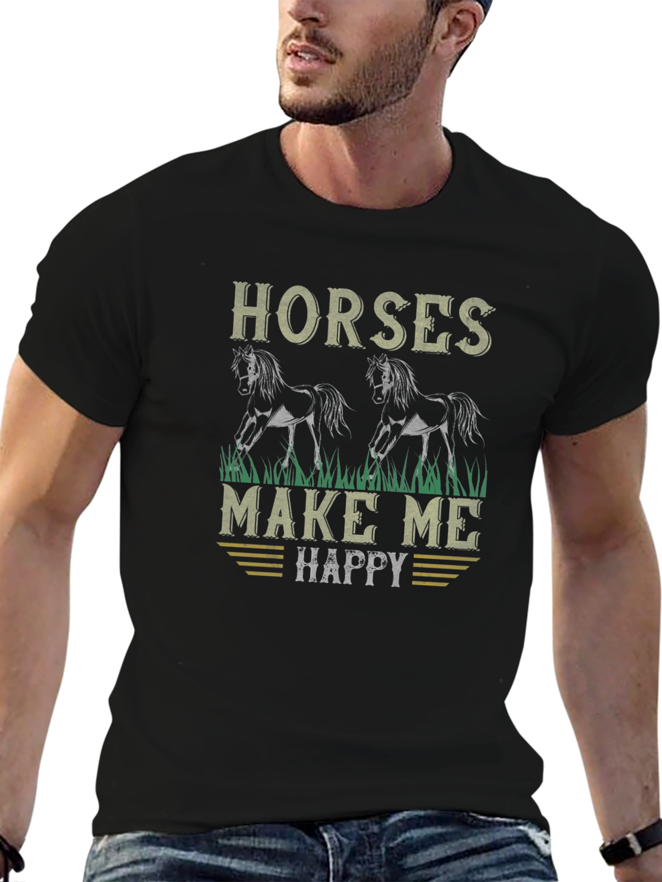 Horses Make Me Happy Graphic T-Shirt