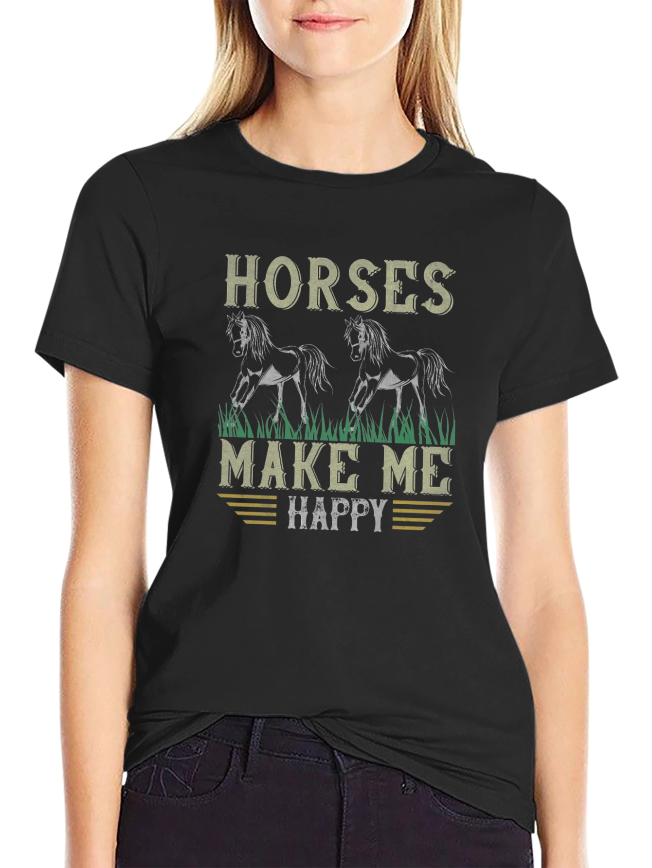 Horses Make Me Happy Graphic T-Shirt