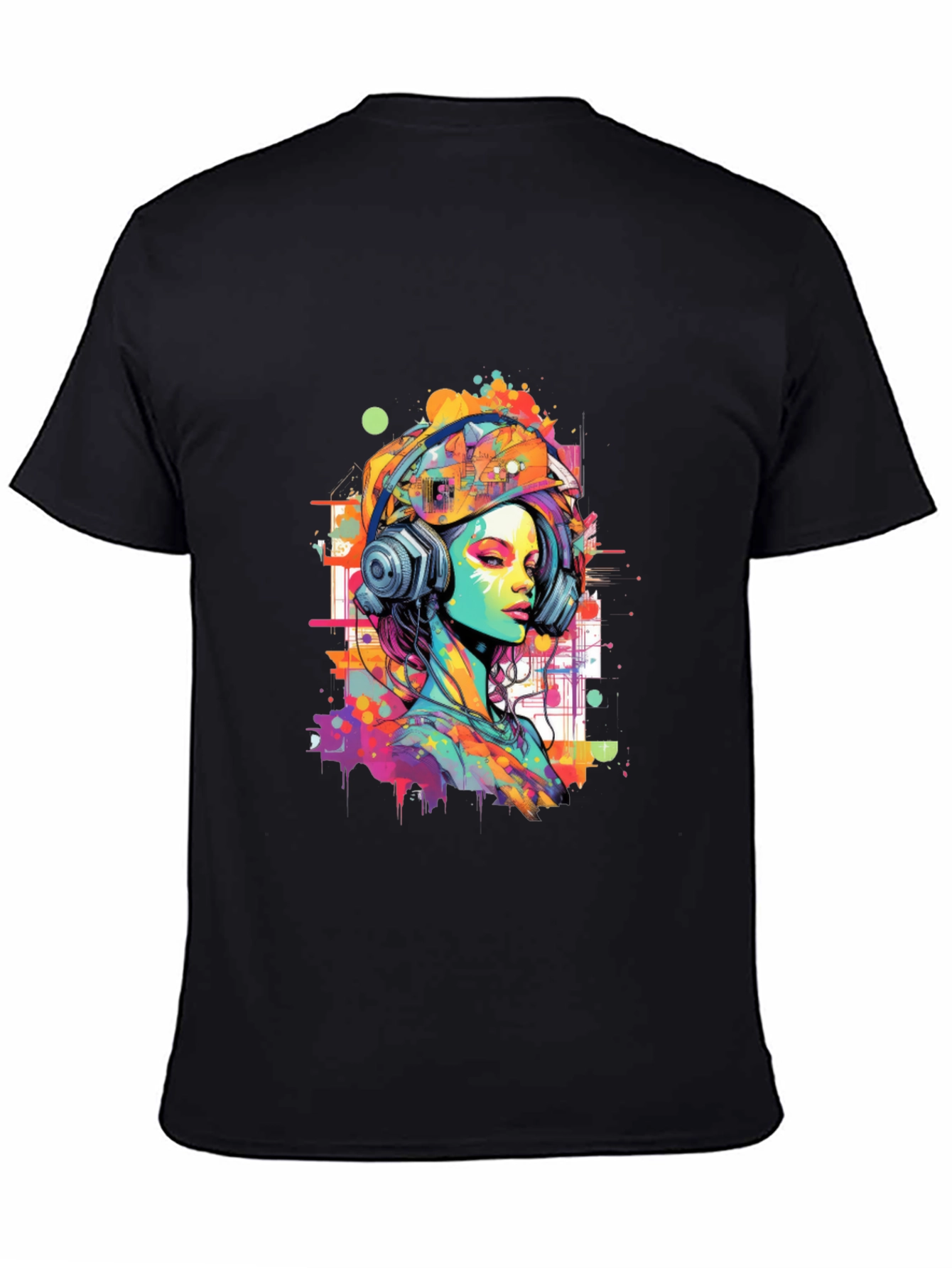 Vibrant Art Graphic Tee - DJ Headphone Girl
