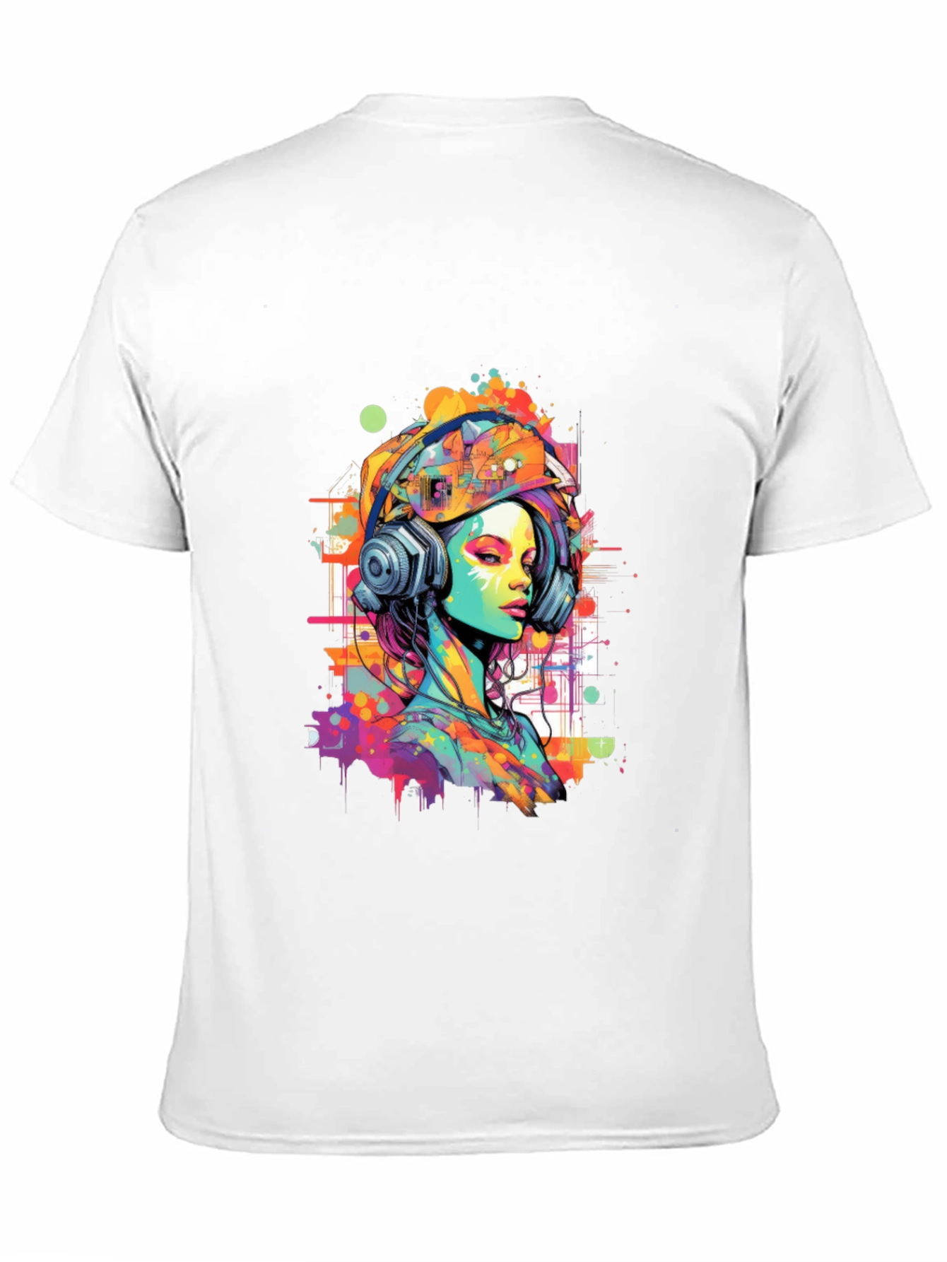 Vibrant Art Graphic Tee - DJ Headphone Girl