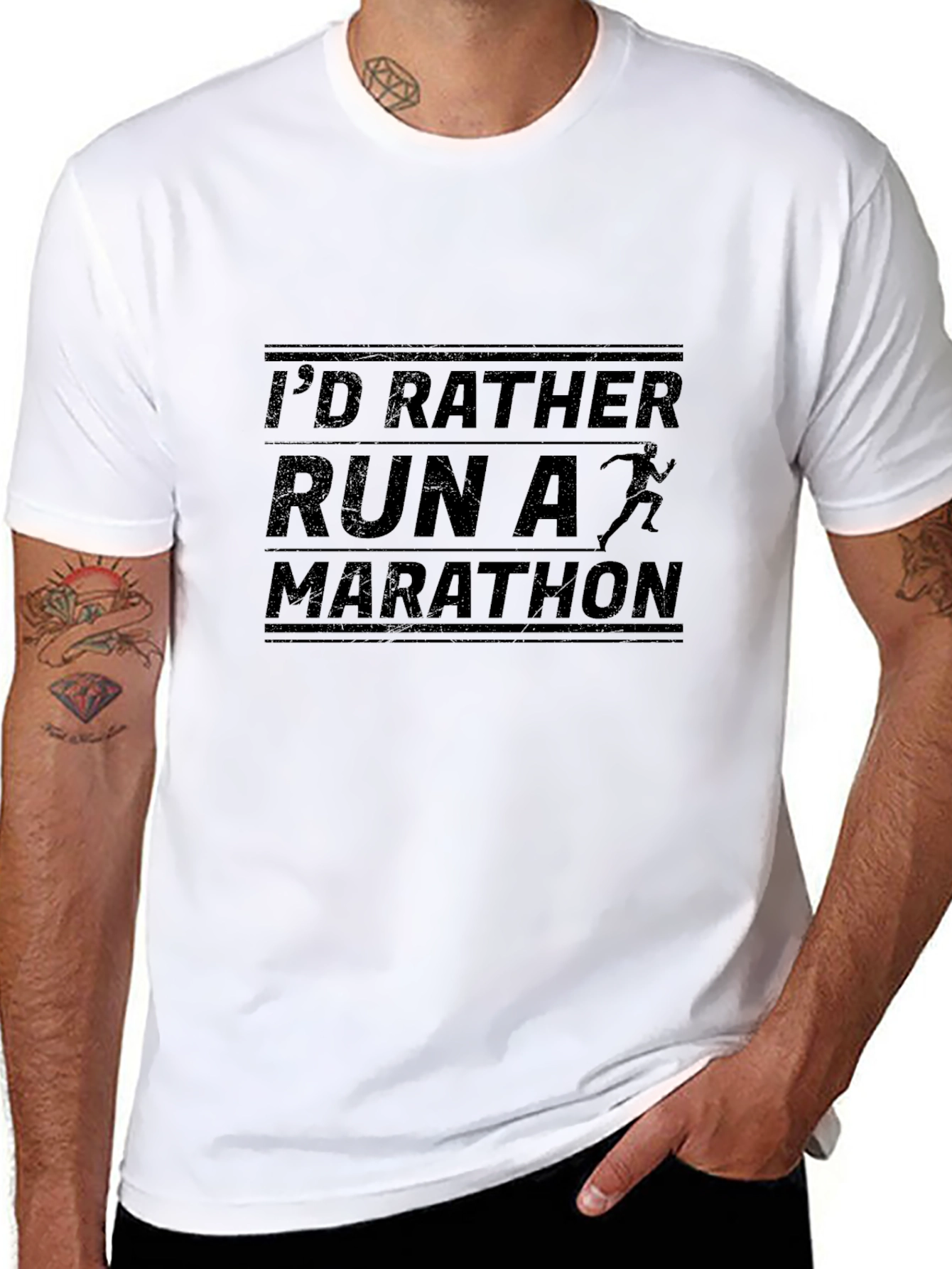 Id Rather Run a Marathon Black T-Shirt
