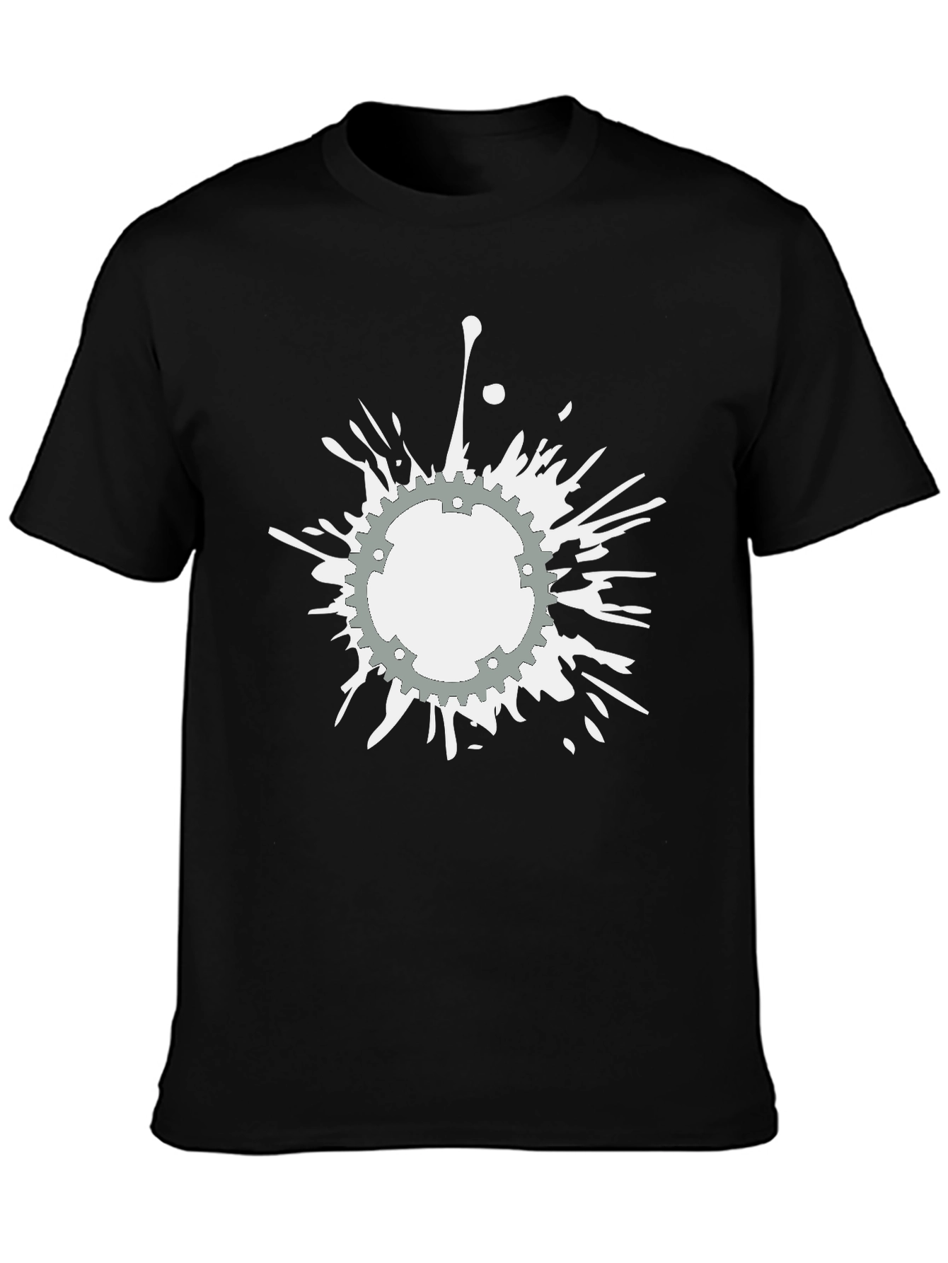 Black Graphic Tee - Gear Splatter Design