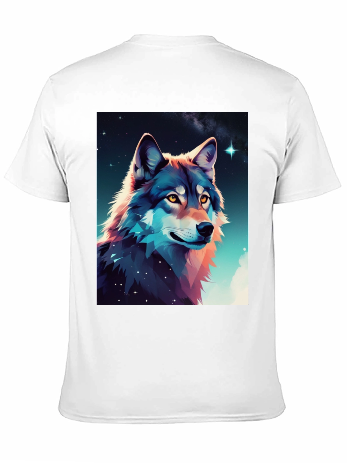 Wolf Galaxy Graphic Tee - Black Cotton Blend