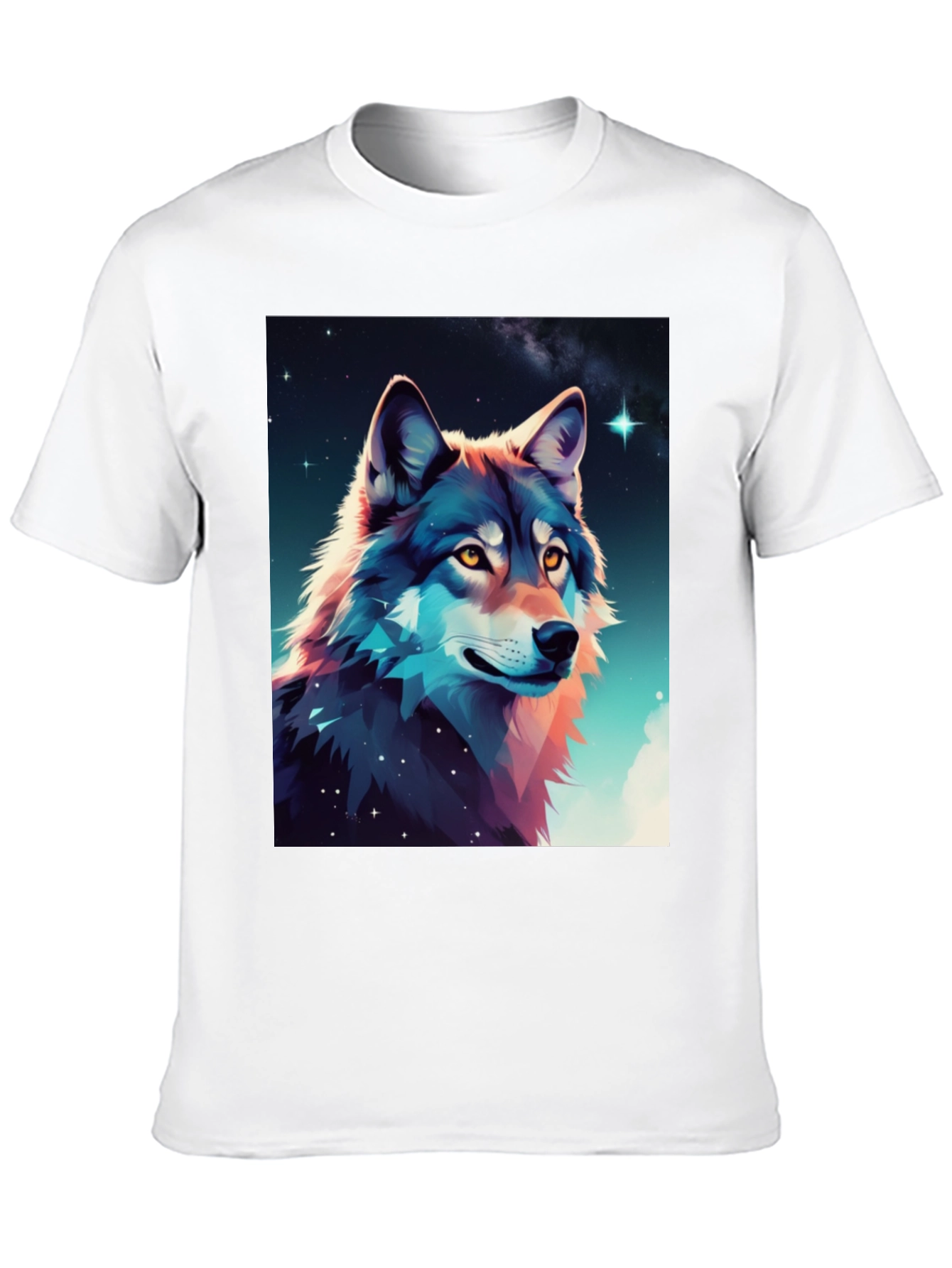 Wolf Galaxy Graphic Tee - Black Cotton Blend