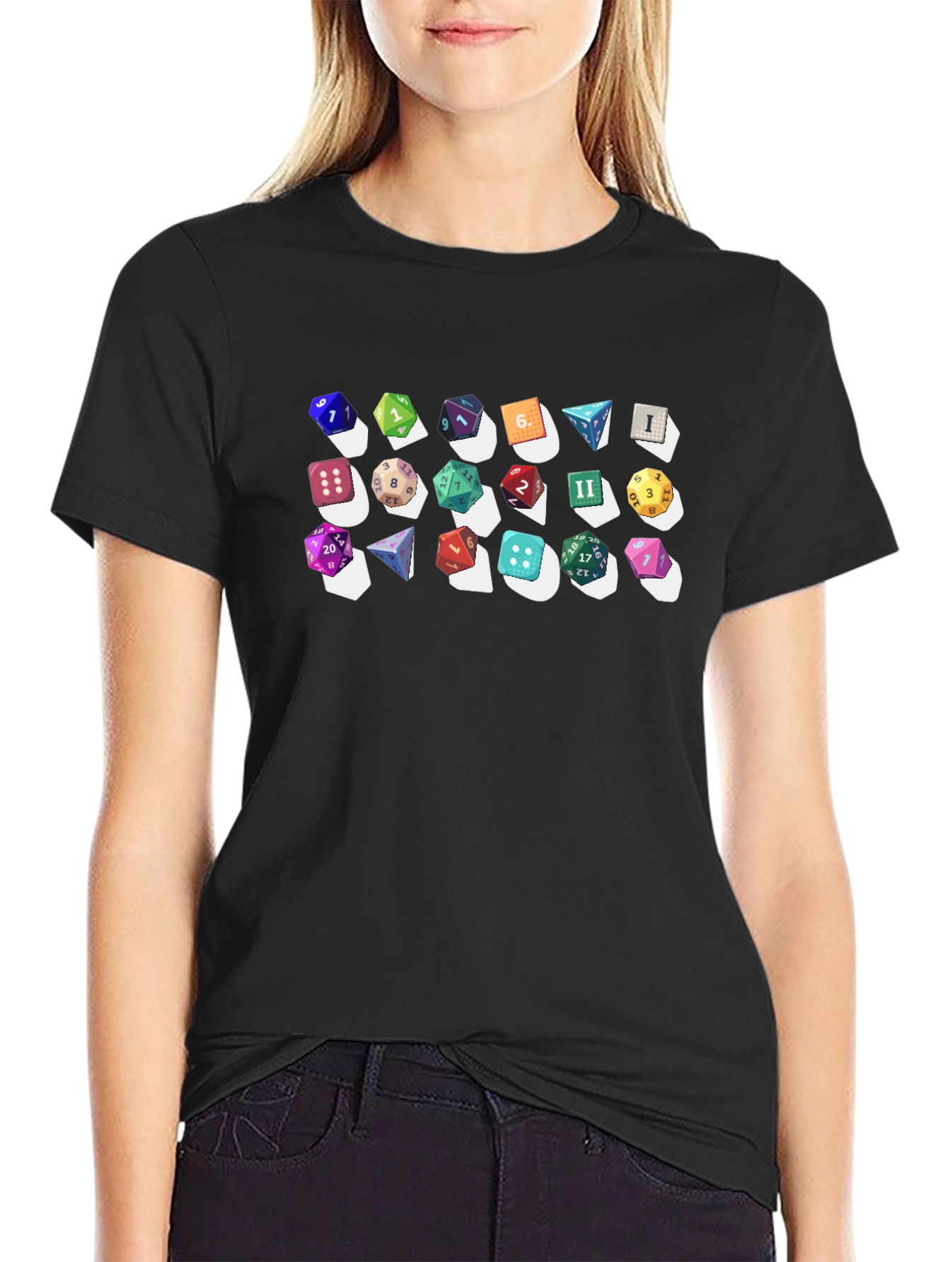 Dice Collection Graphic Print Black T-Shirt