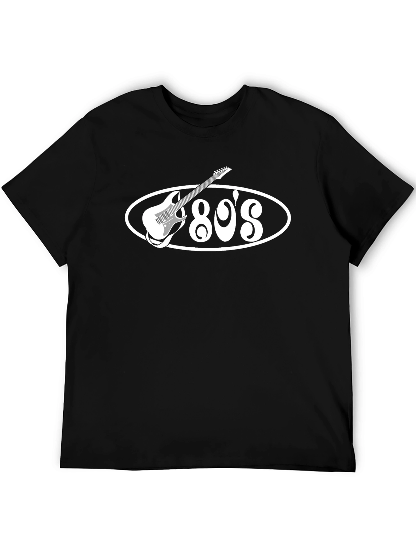 Retro 80s Guitar T-Shirt - Black