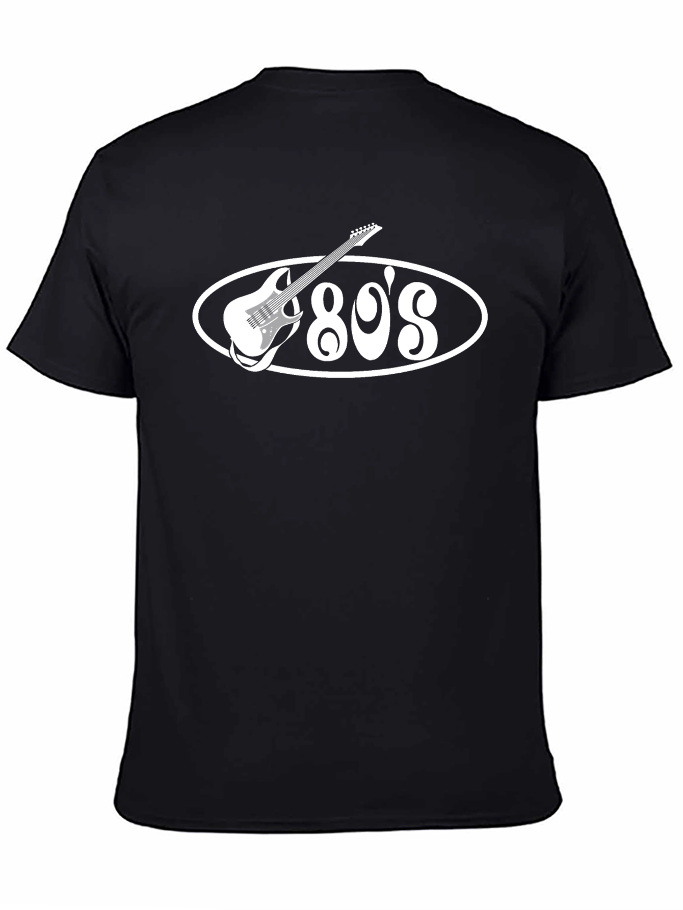 Retro 80s Guitar T-Shirt - Black