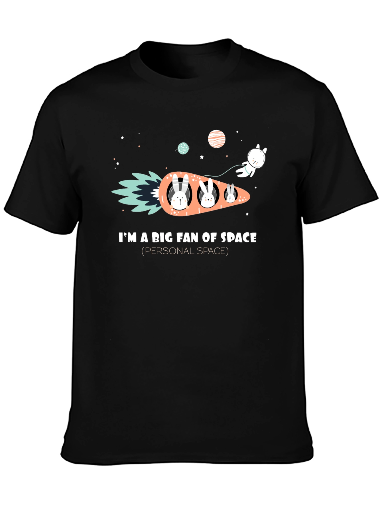 Space Fan Rabbit Carrot Rocket T-Shirt