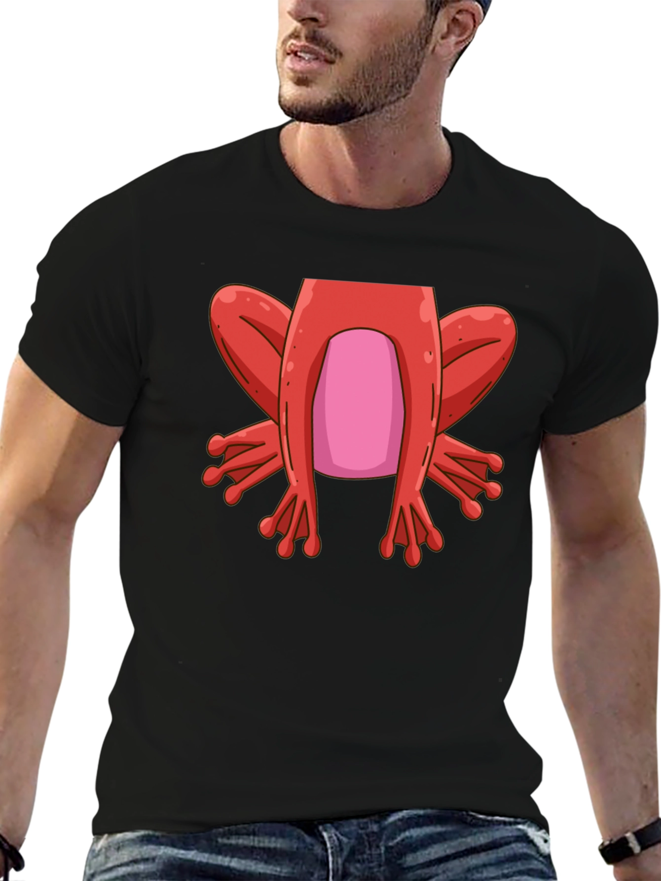 Funny Frog Design Black T-Shirt