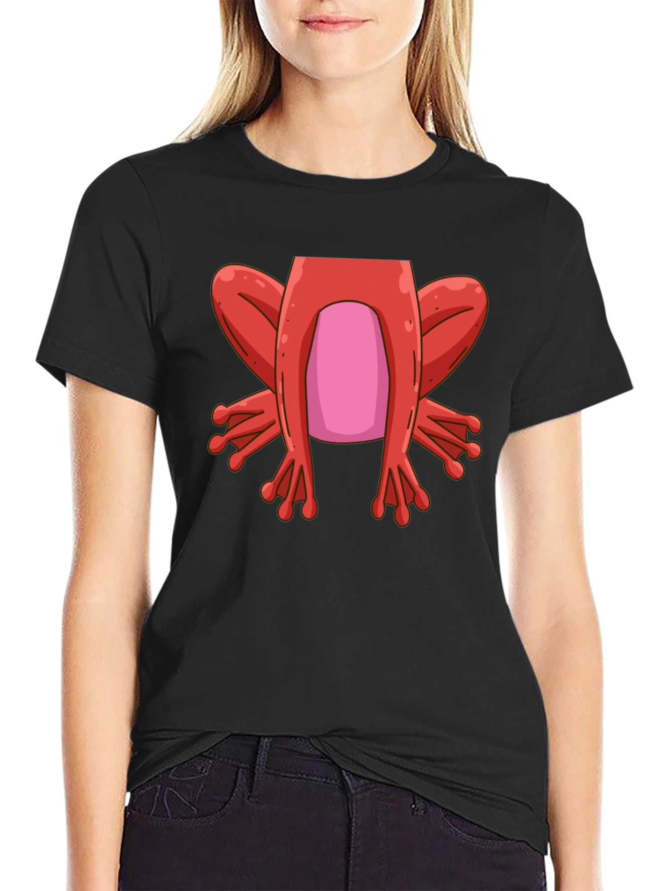 Funny Frog Design Black T-Shirt