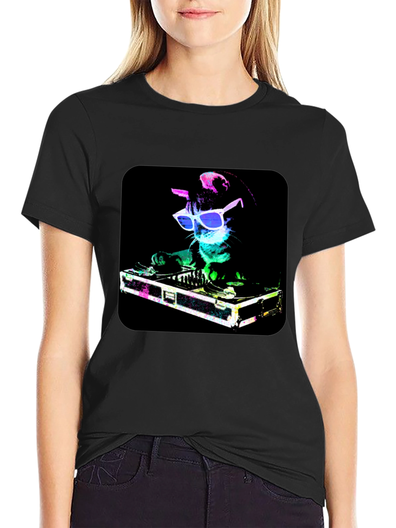 DJ Cat Graphic Tee - Cool Party Shirt