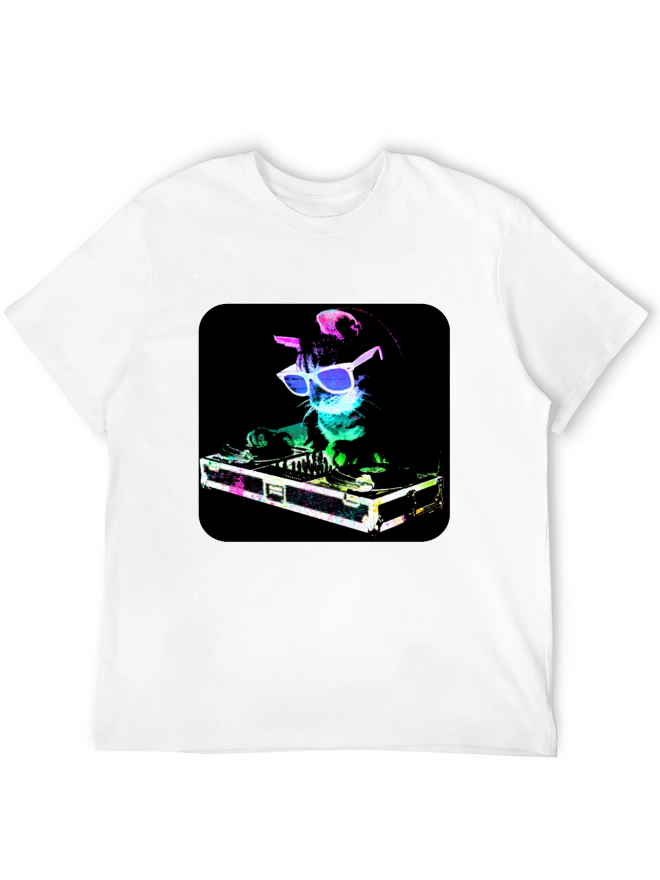 DJ Cat Graphic Tee - Cool Party Shirt
