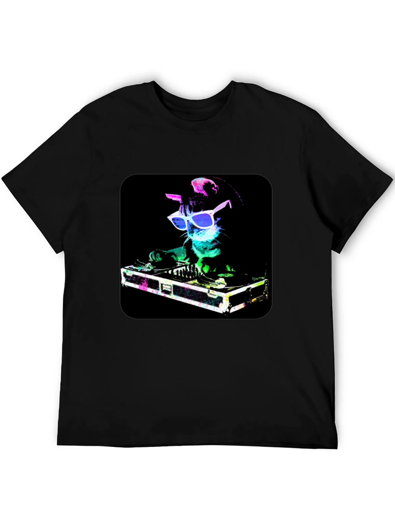 DJ Cat Graphic Tee - Cool Party Shirt