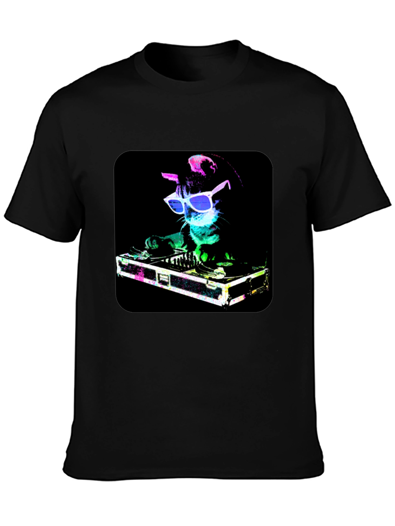 DJ Cat Graphic Tee - Cool Party Shirt