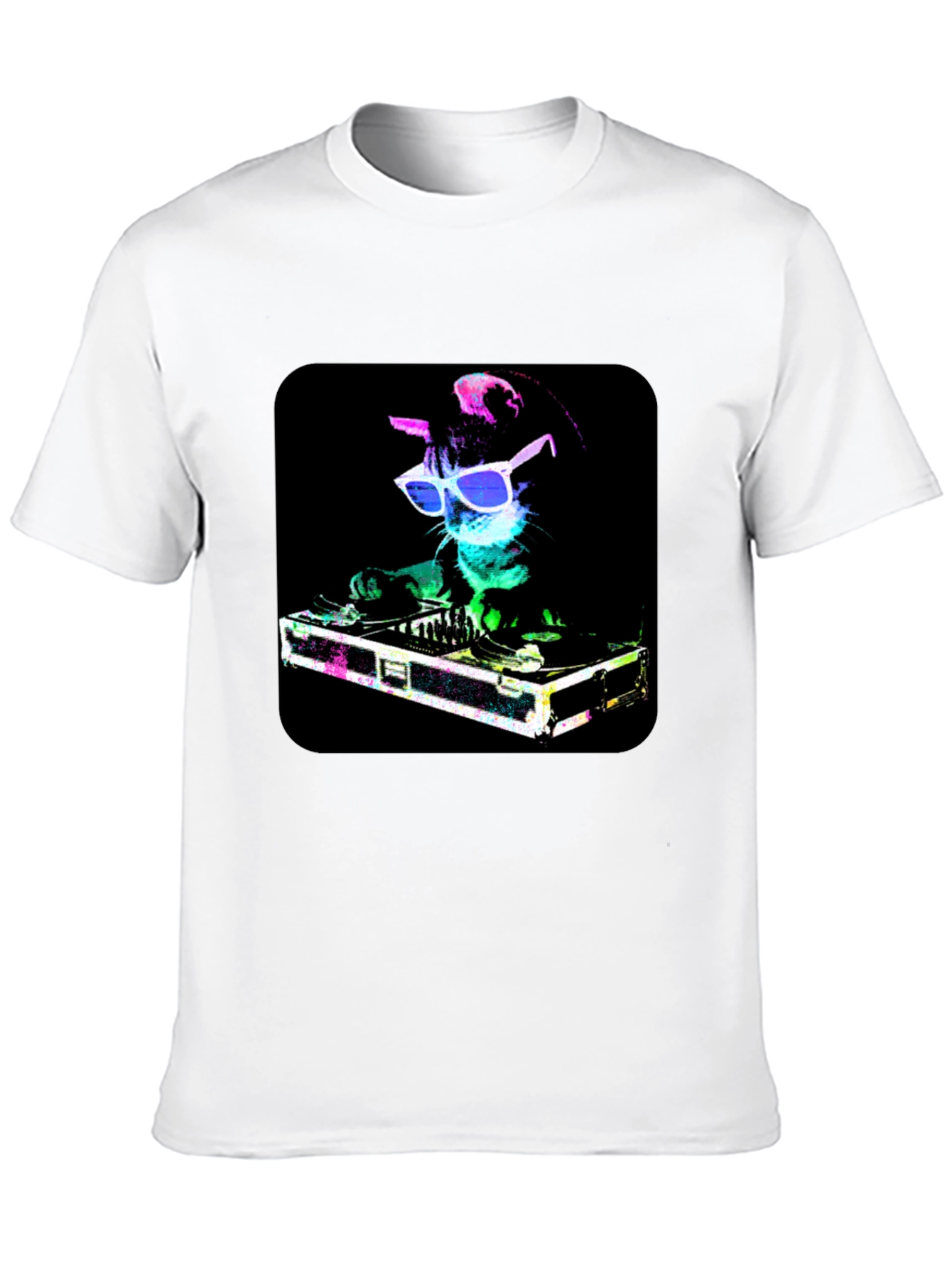 DJ Cat Graphic Tee - Cool Party Shirt