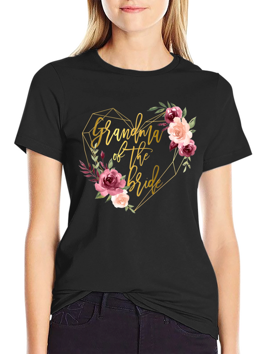Grandma of the Bride Floral Heart T-Shirt