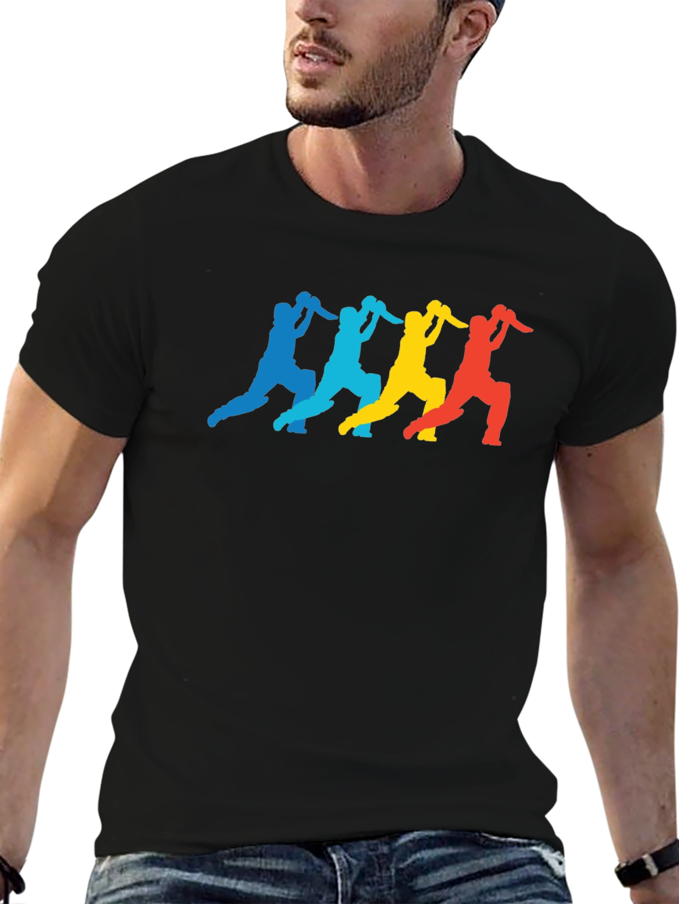 Retro Cricket Player Graphic T-Shirt