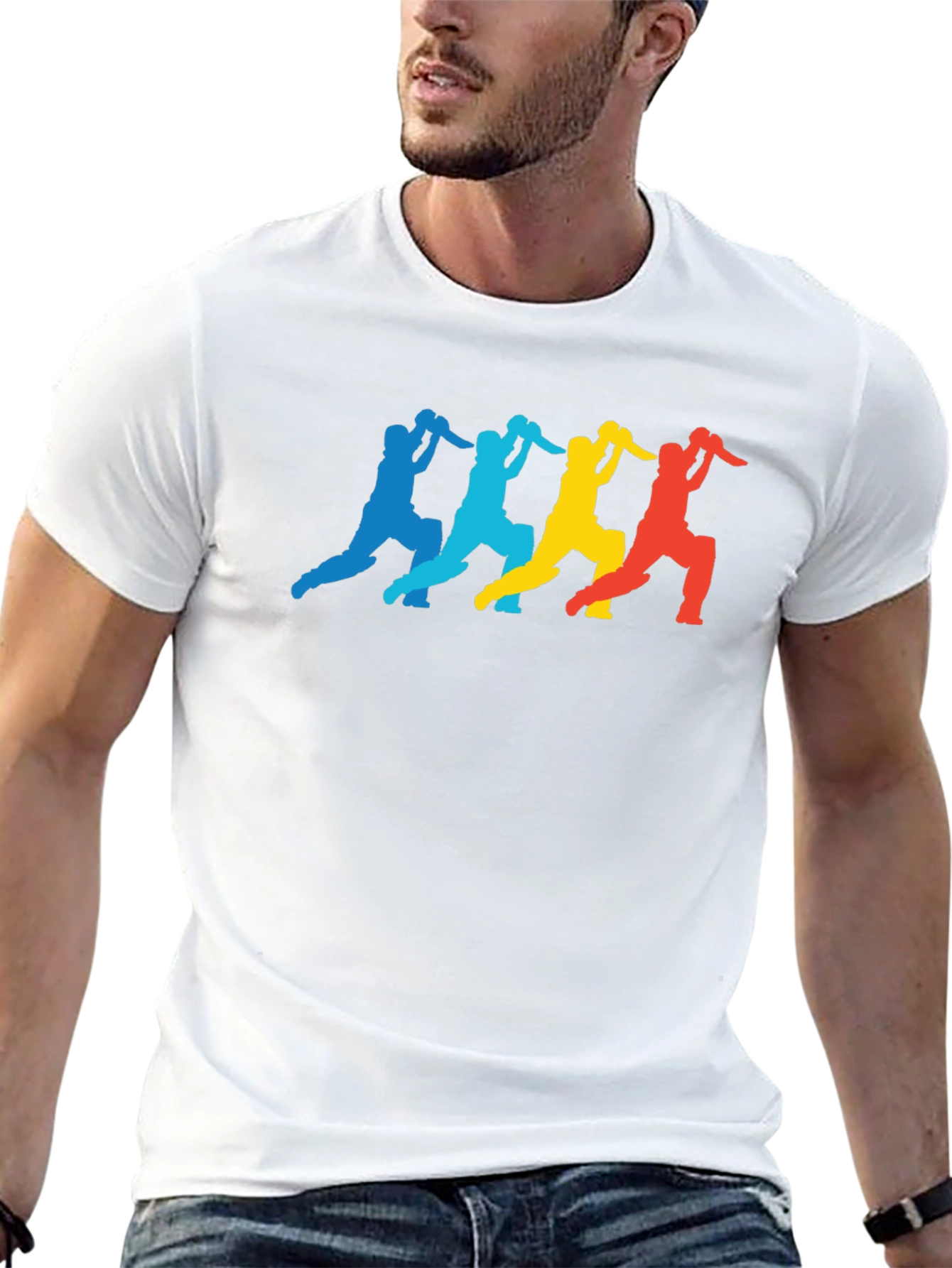 Retro Cricket Player Graphic T-Shirt