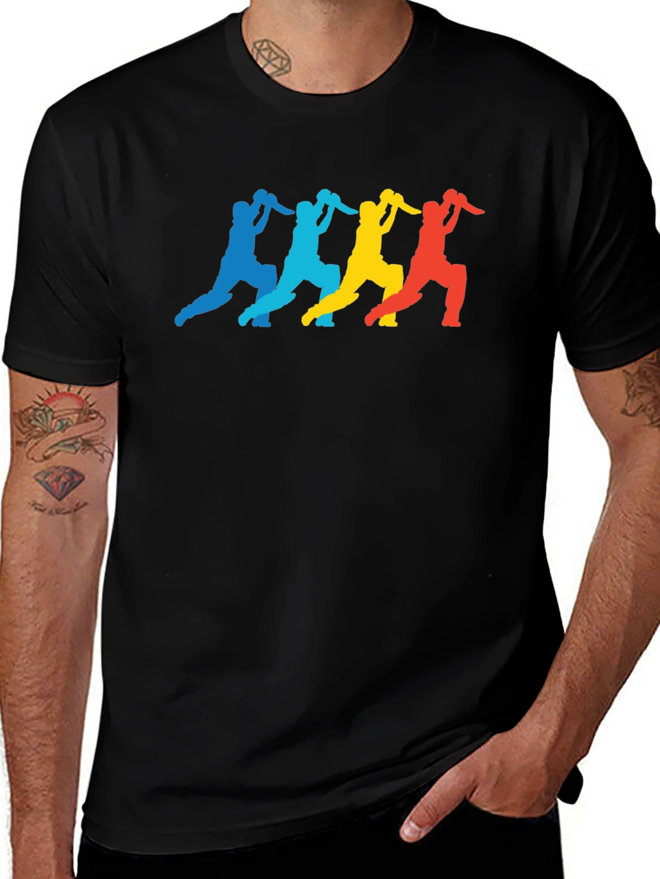 Retro Cricket Player Graphic T-Shirt
