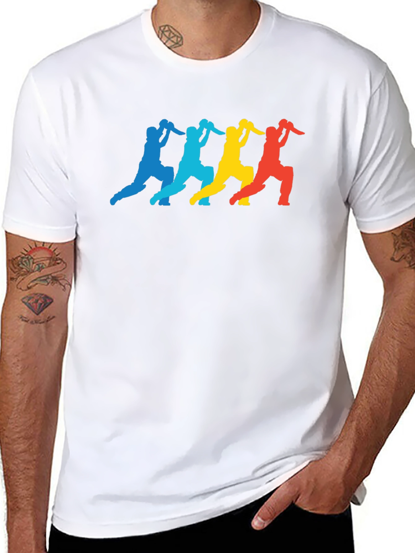 Retro Cricket Player Graphic T-Shirt