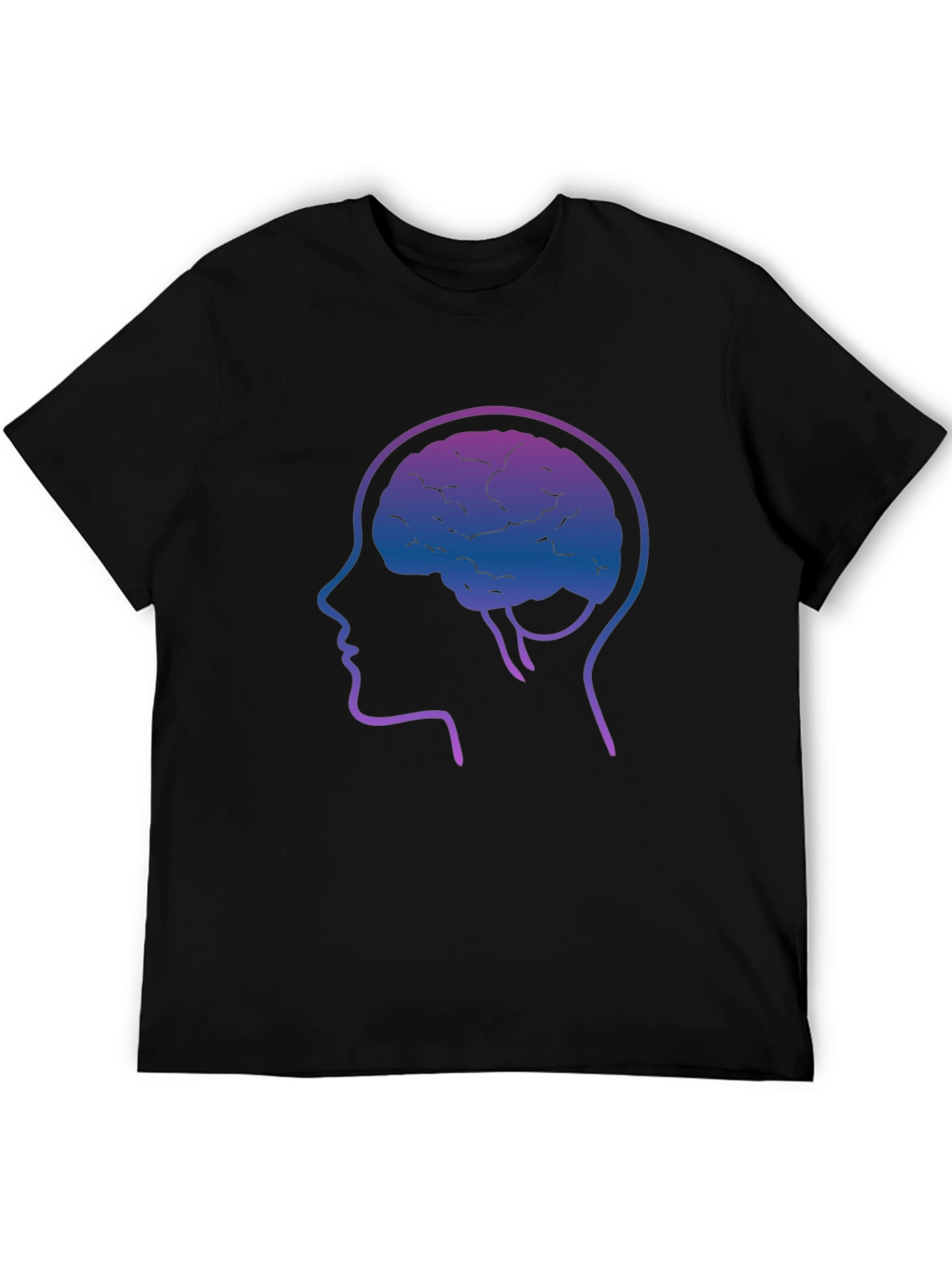 Brain Silhouette Graphic Tee - Black