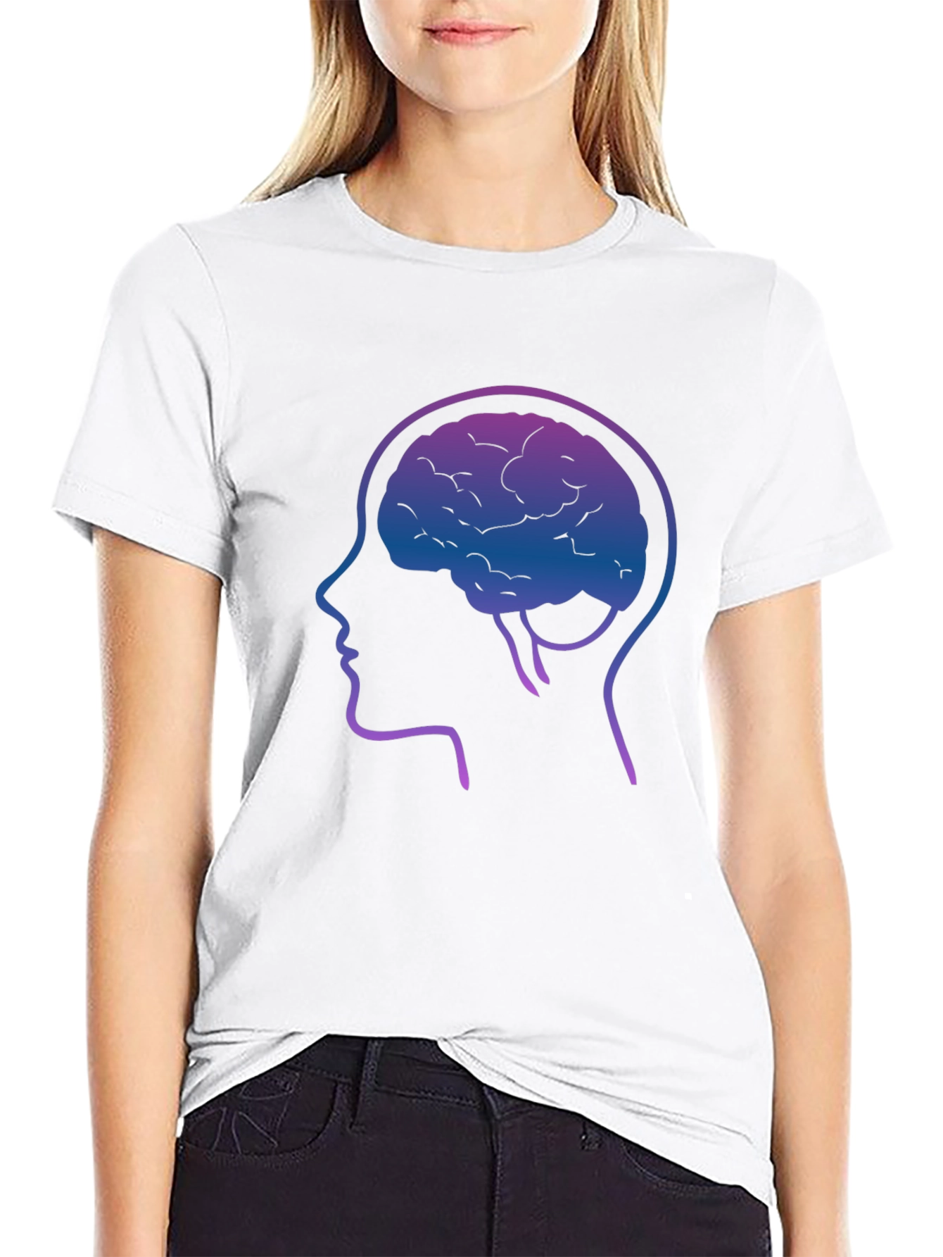 Brain Silhouette Graphic Tee - Black