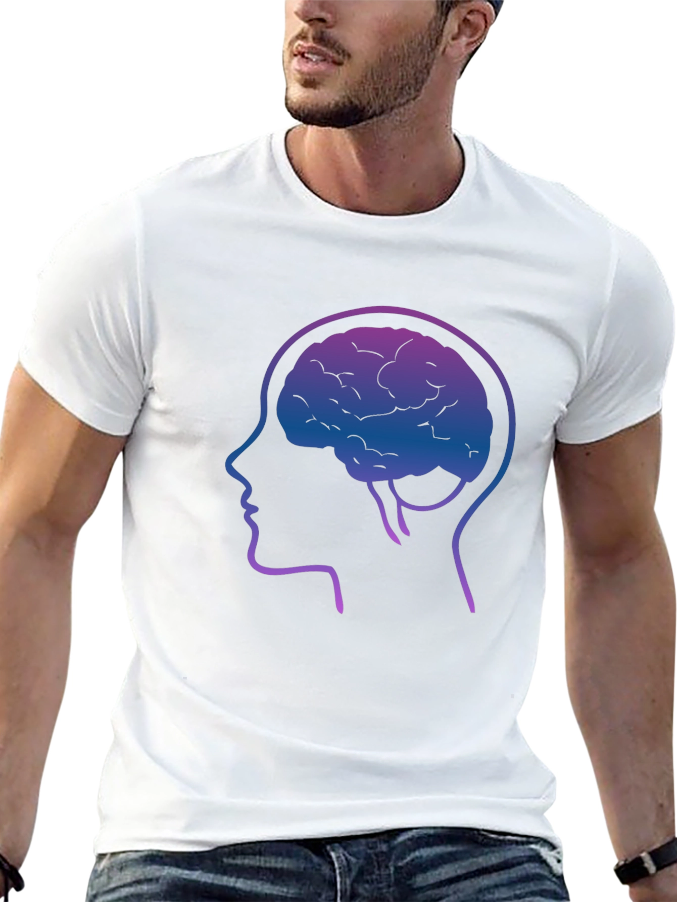 Brain Silhouette Graphic Tee - Black