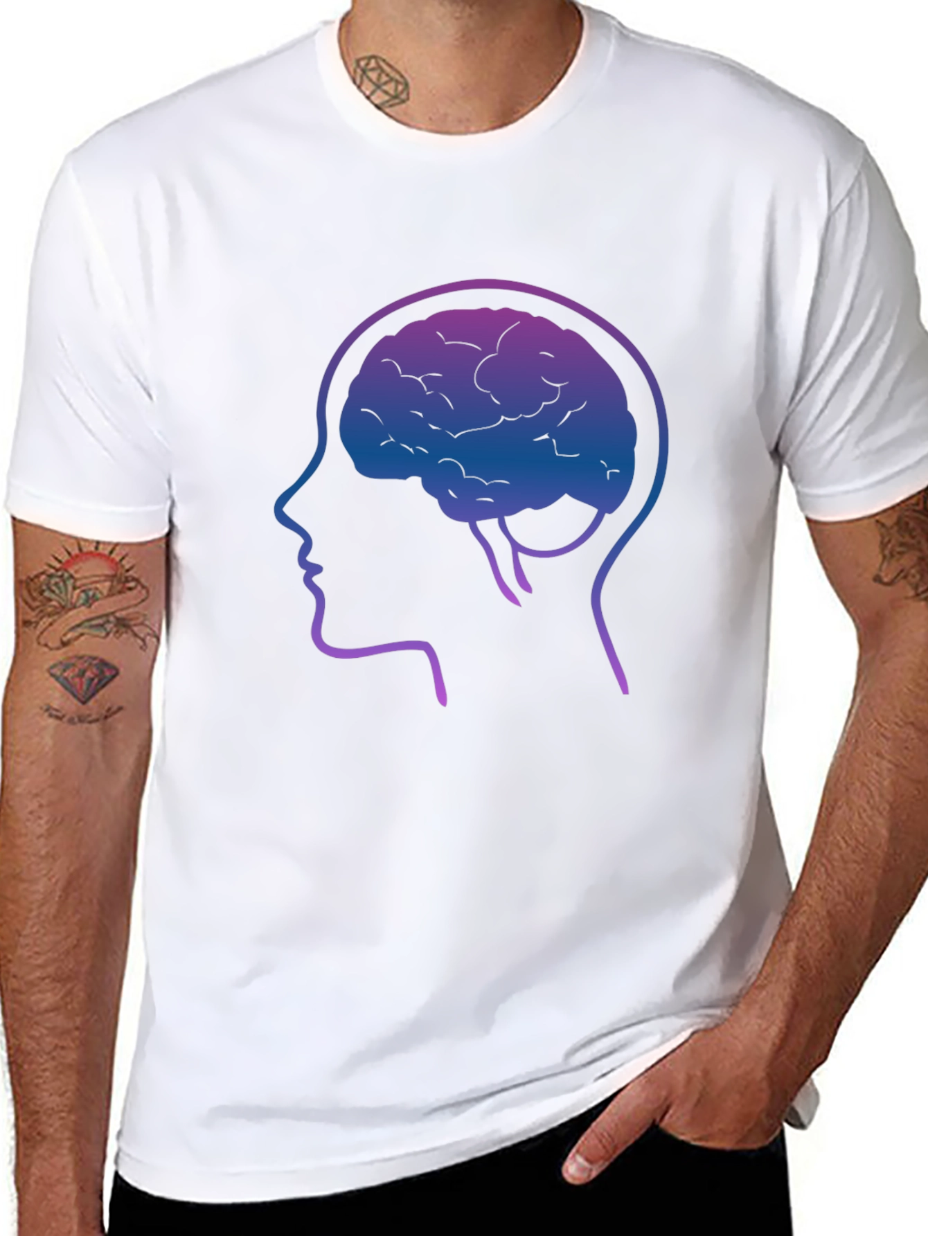 Brain Silhouette Graphic Tee - Black