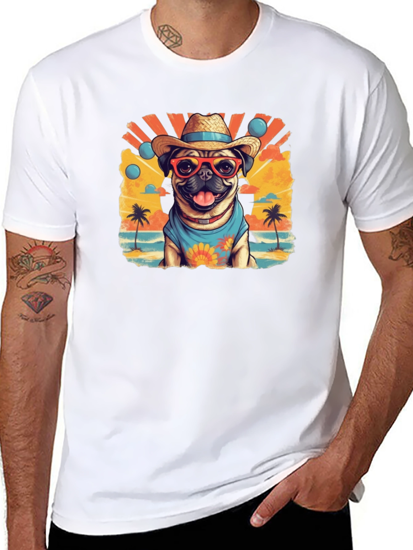 Pug in Paradise Black T-Shirt