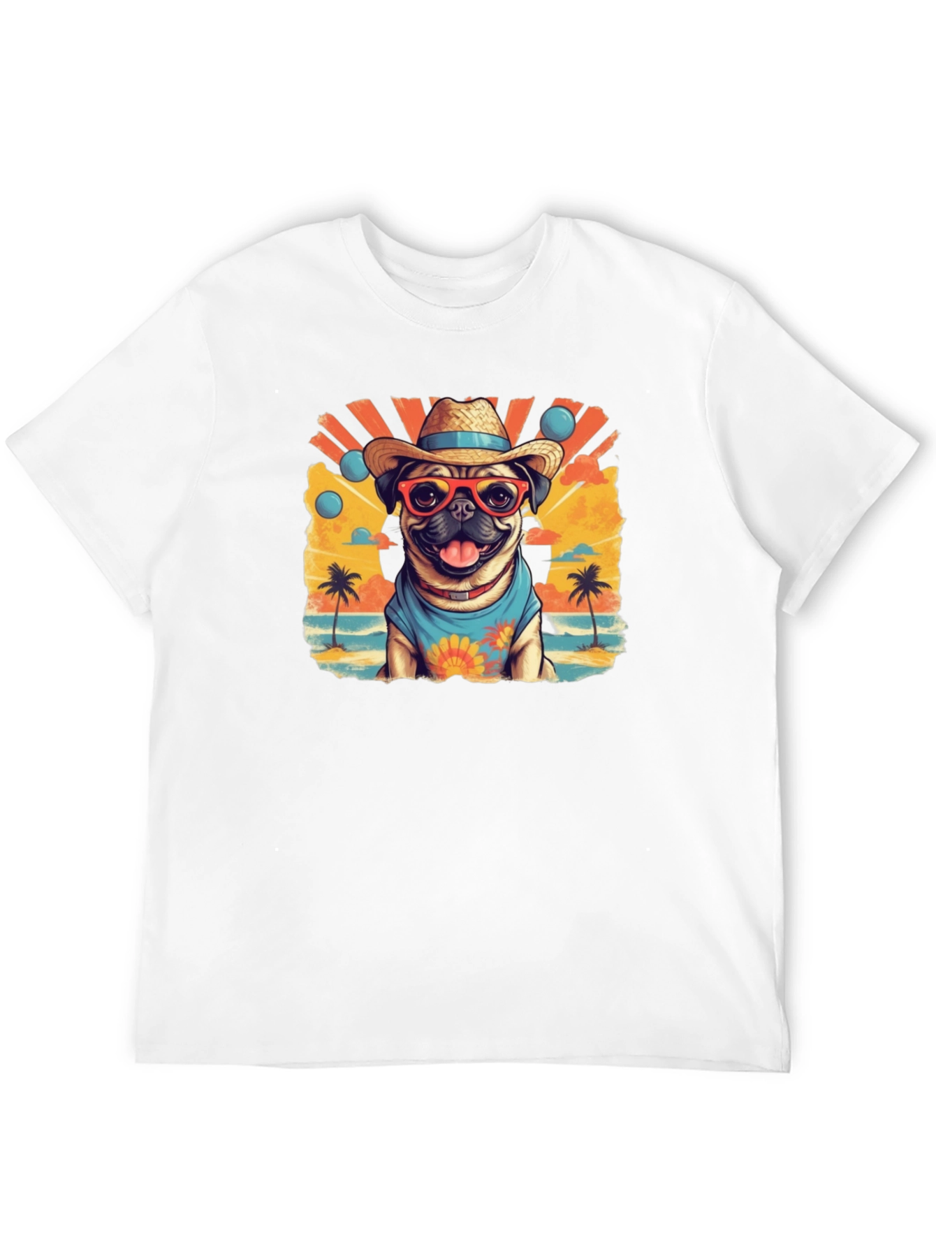 Pug in Paradise Black T-Shirt