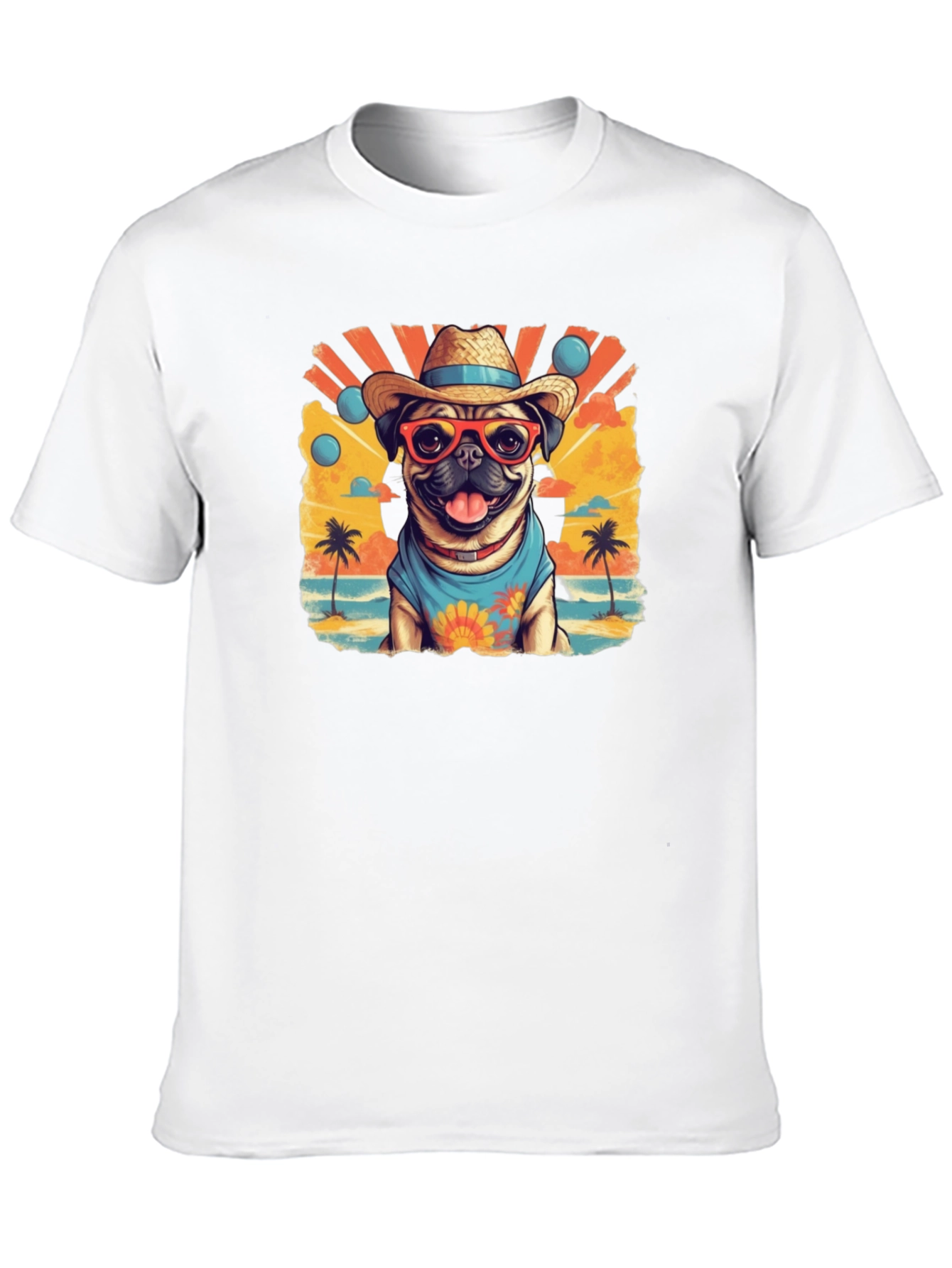 Pug in Paradise Black T-Shirt