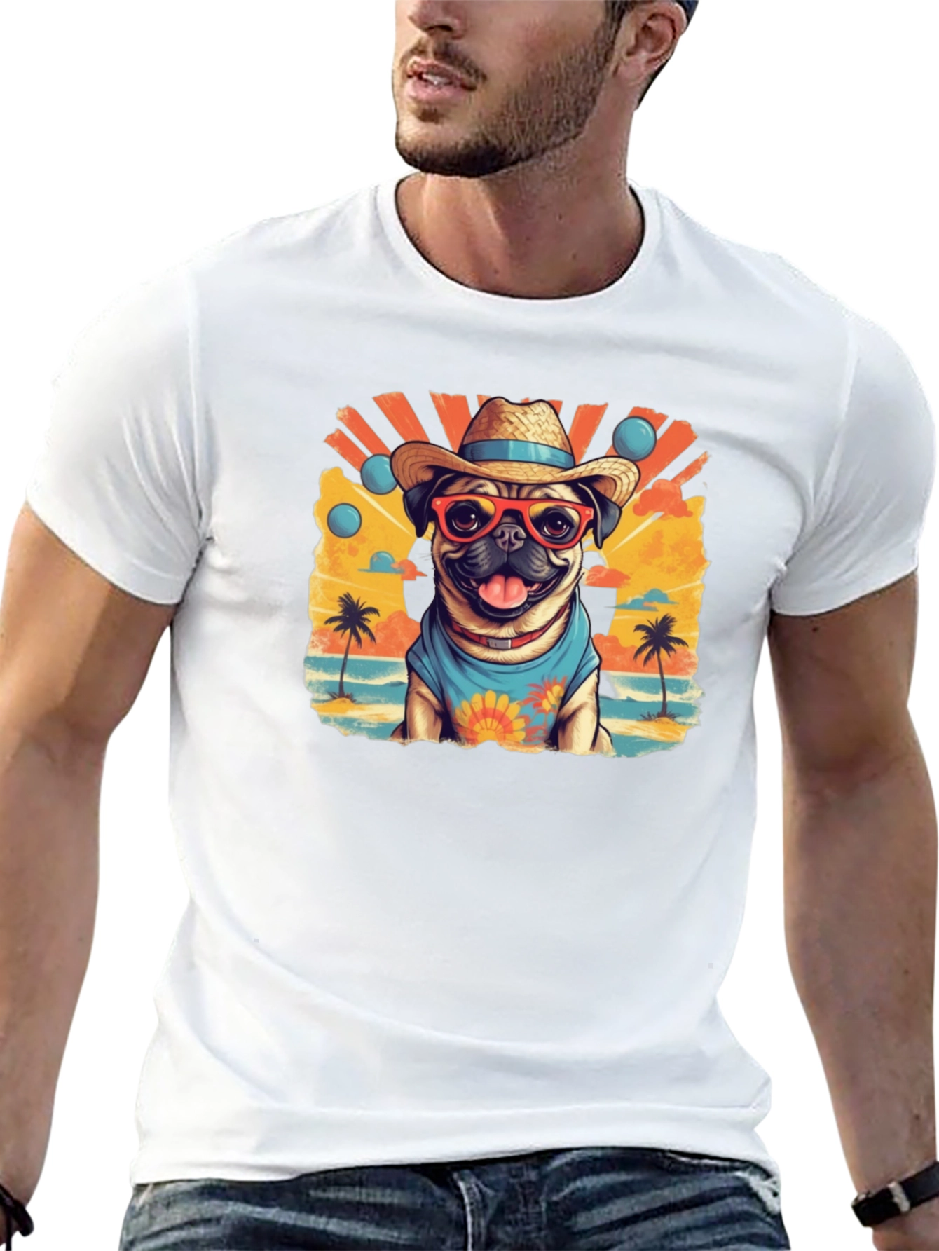 Pug in Paradise Black T-Shirt