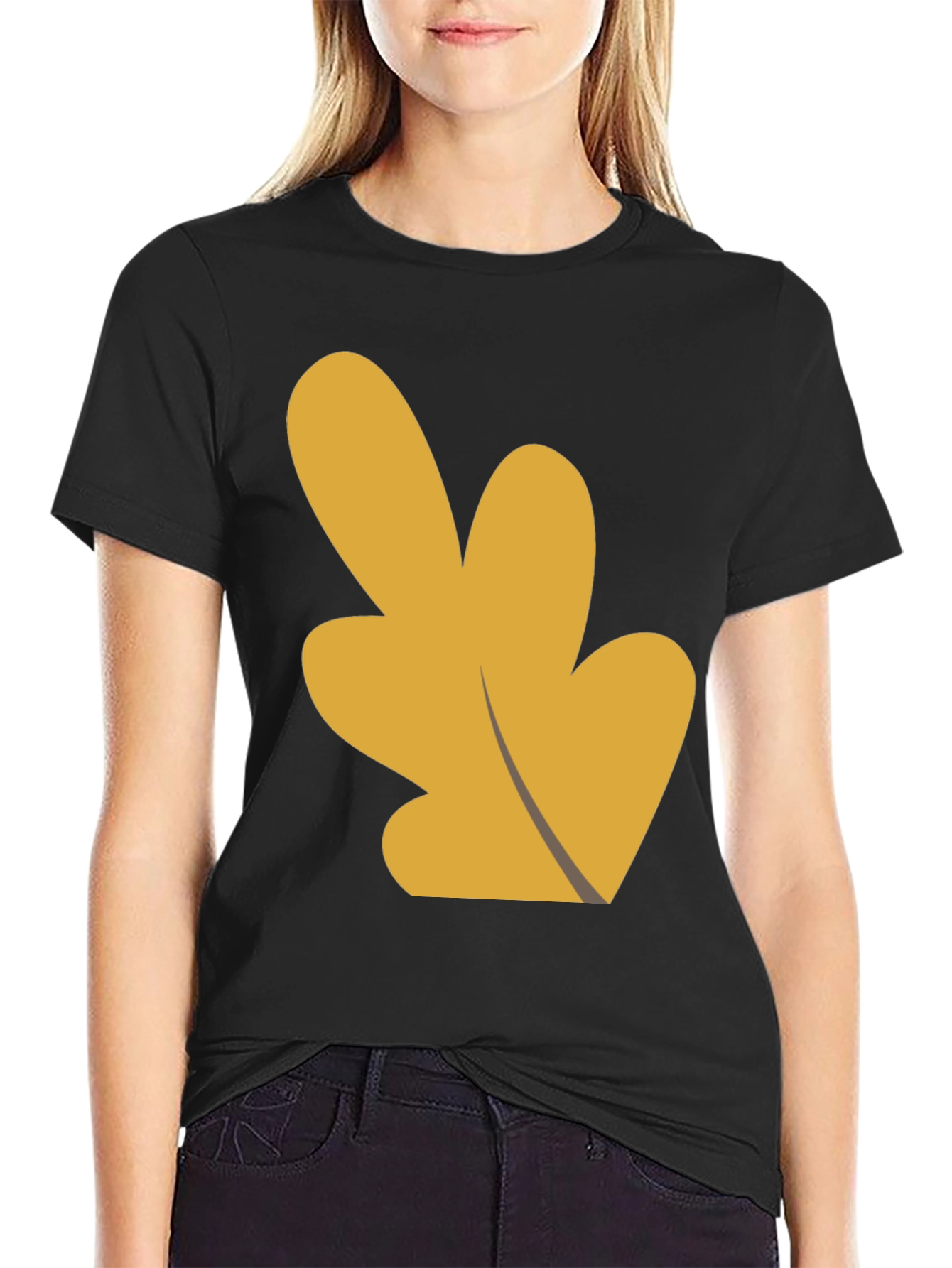 Abstract Leaf Graphic Black T-Shirt