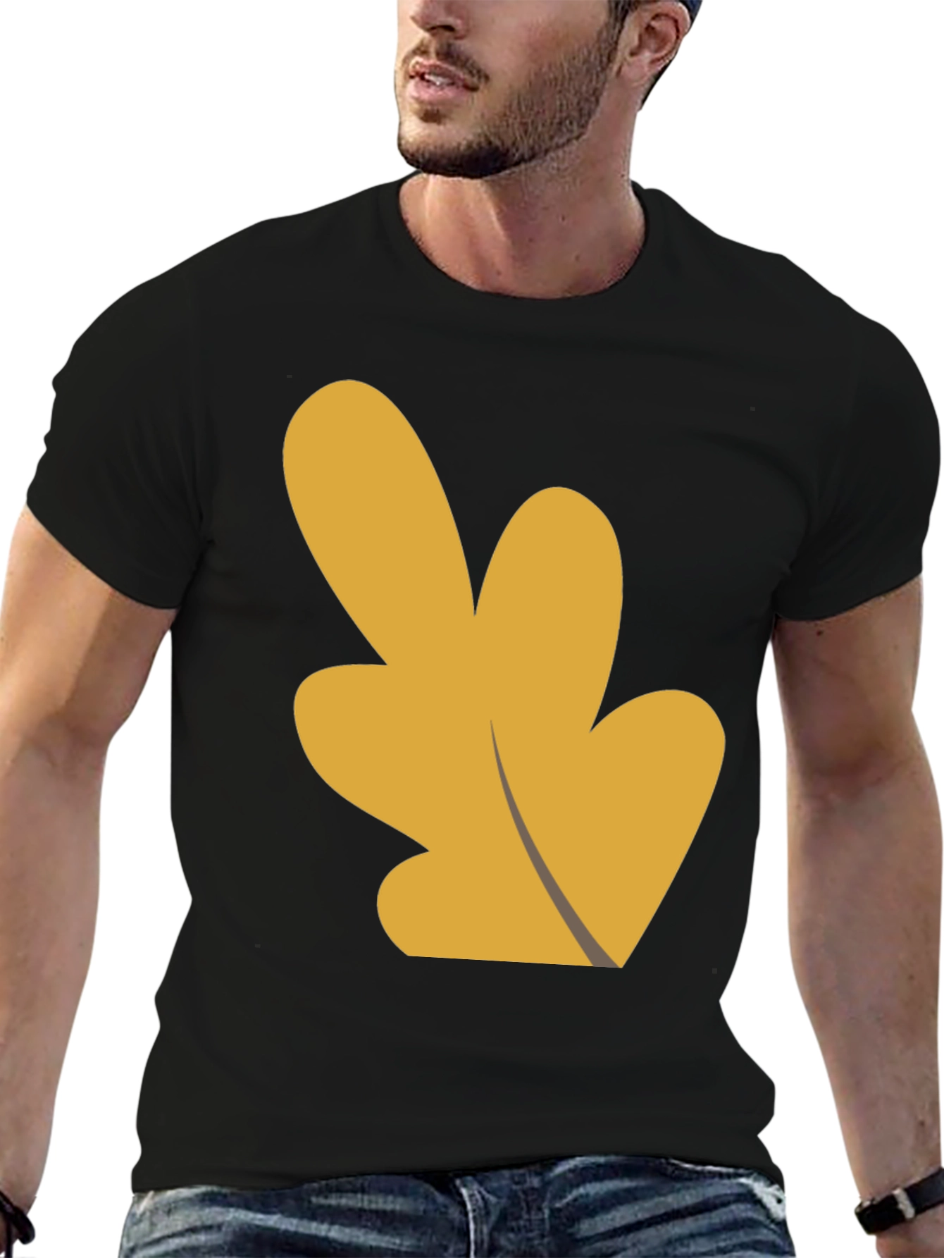 Abstract Leaf Graphic Black T-Shirt