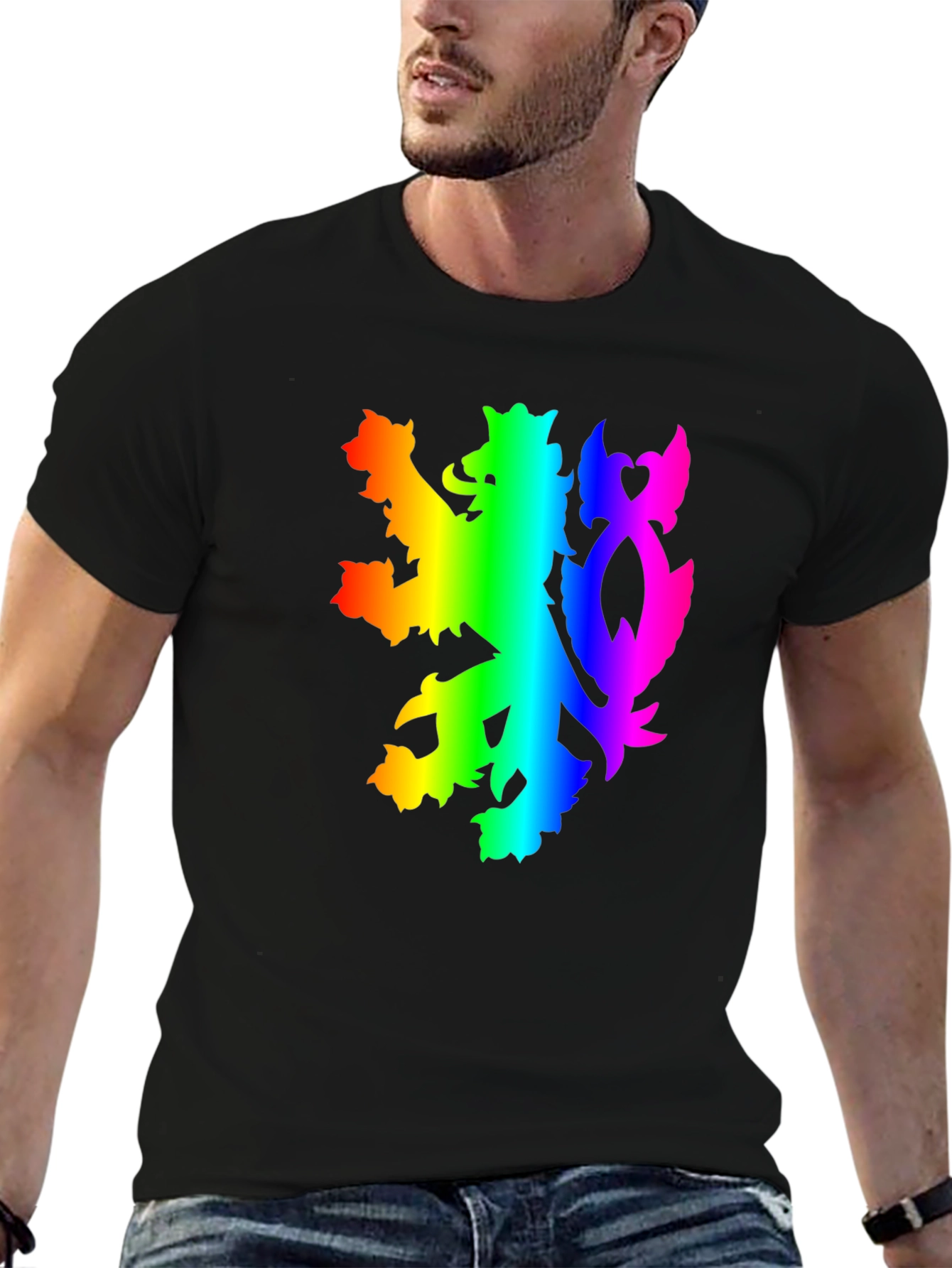 Rainbow Lion Crest Graphic Tee - Pride Shirt