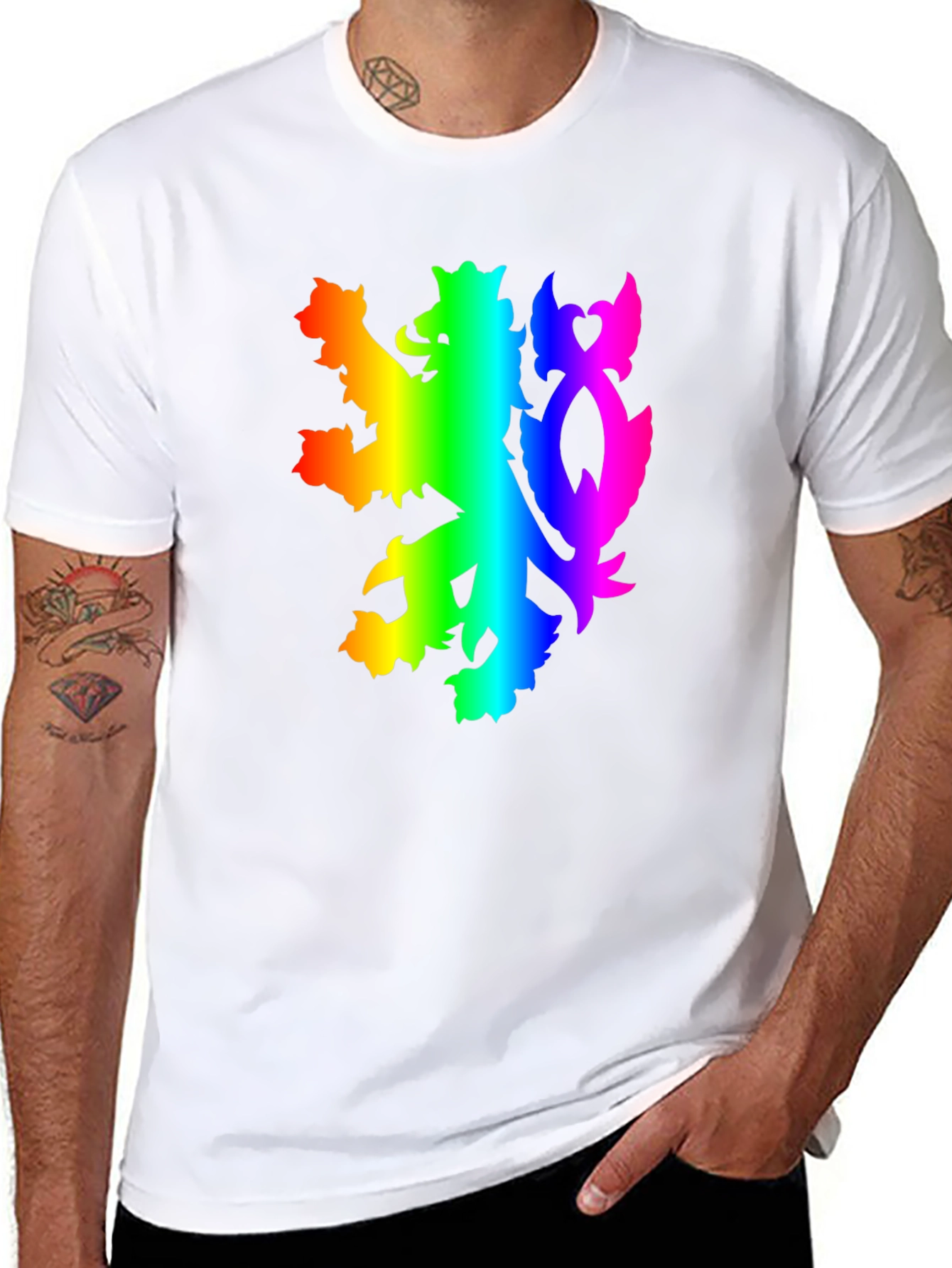 Rainbow Lion Crest Graphic Tee - Pride Shirt