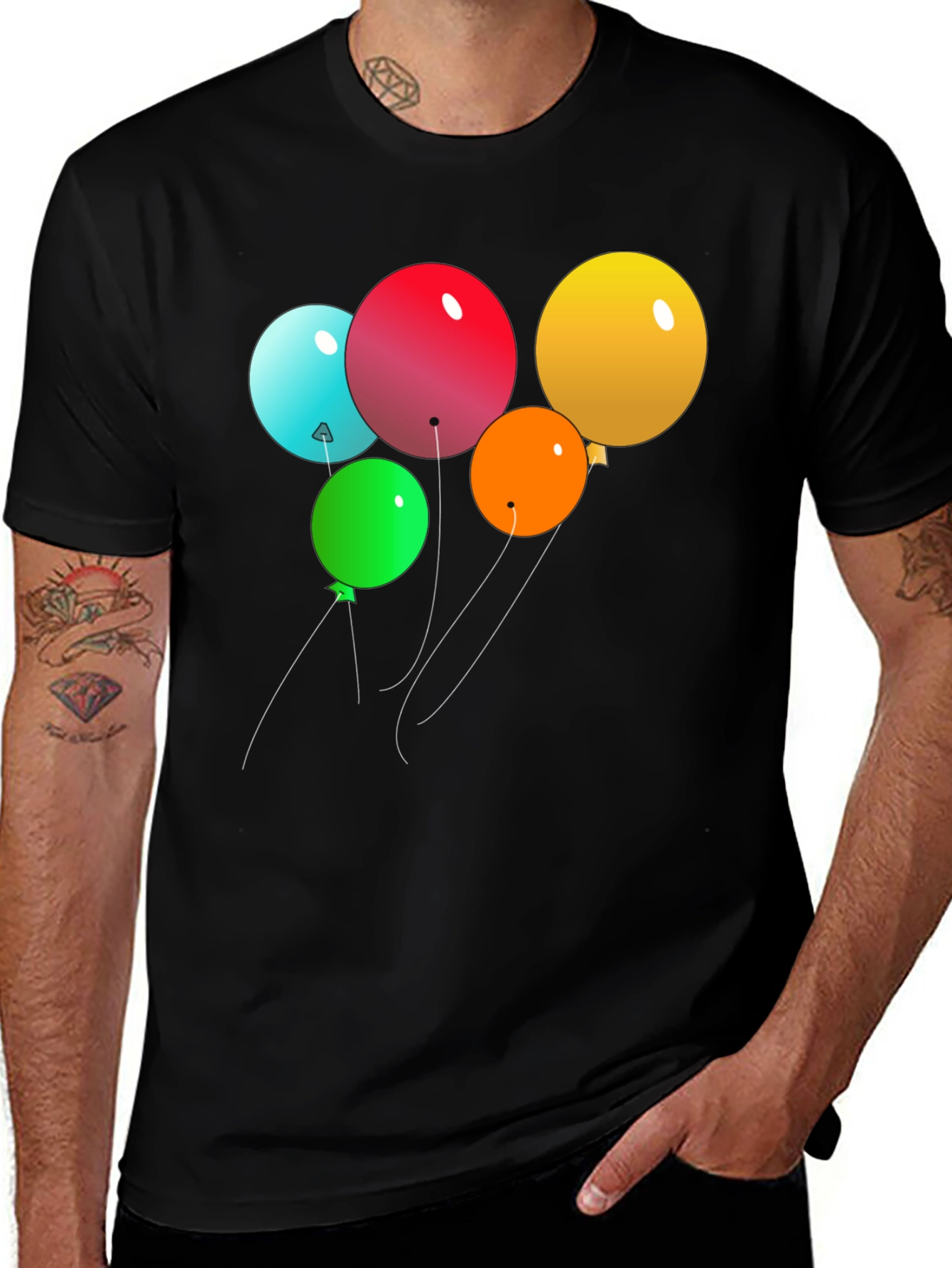 Balloon Graphic Print Black T-Shirt