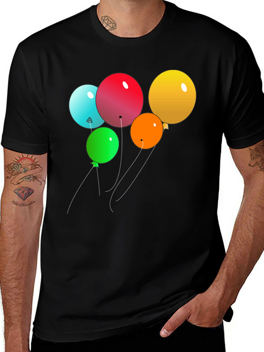 Balloon Graphic Print Black T-Shirt