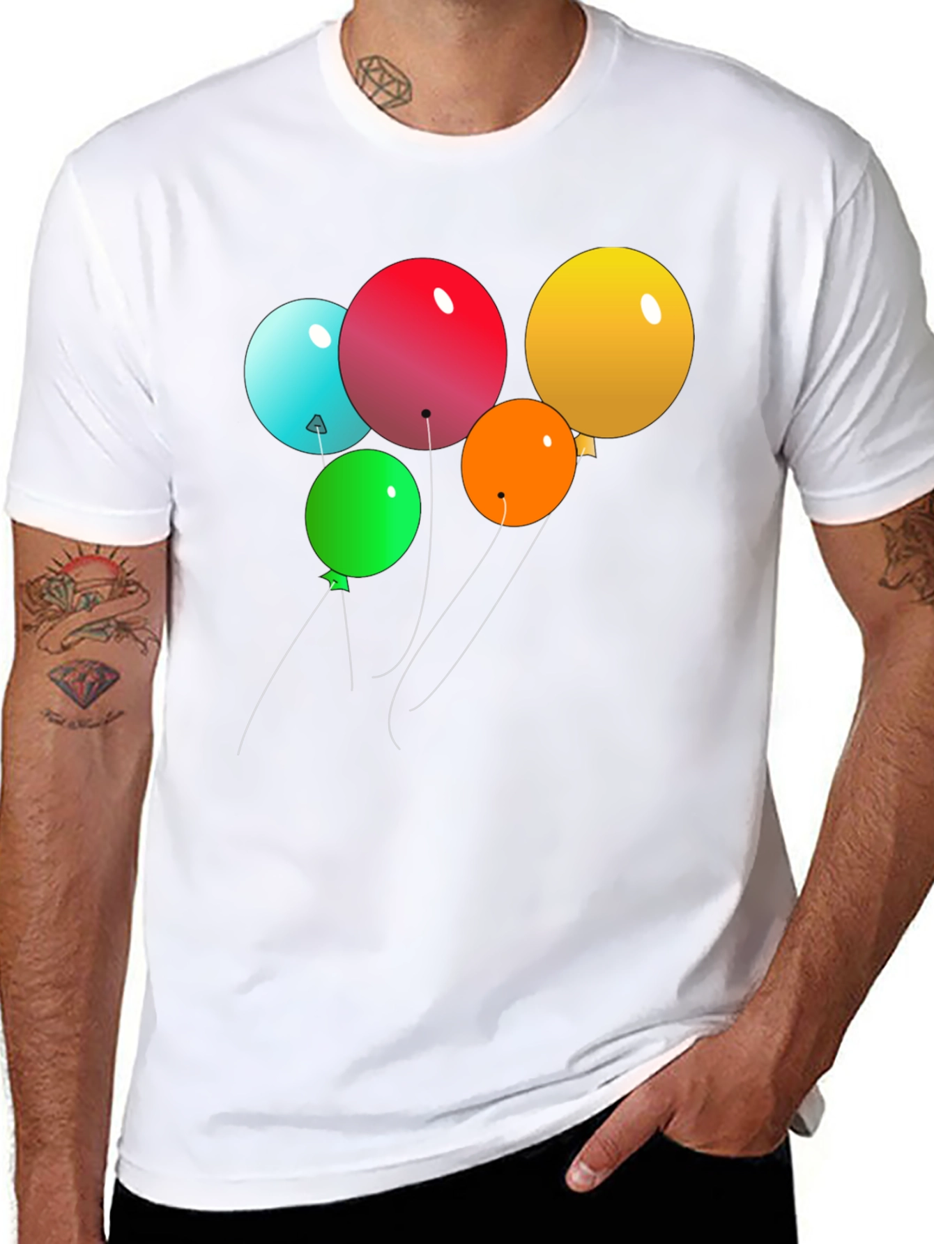 Balloon Graphic Print Black T-Shirt