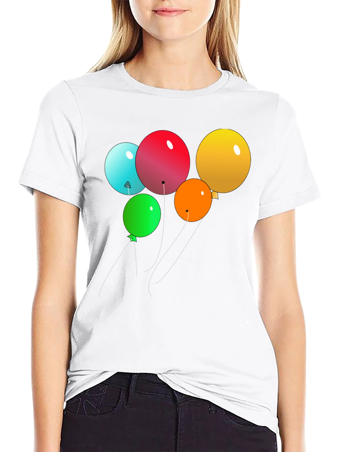 Balloon Graphic Print Black T-Shirt
