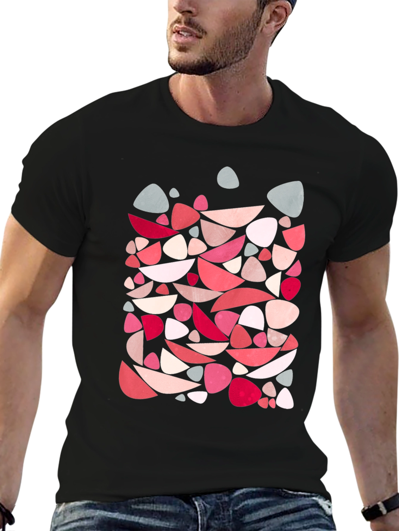 Abstract Shapes Mens Black T-Shirt