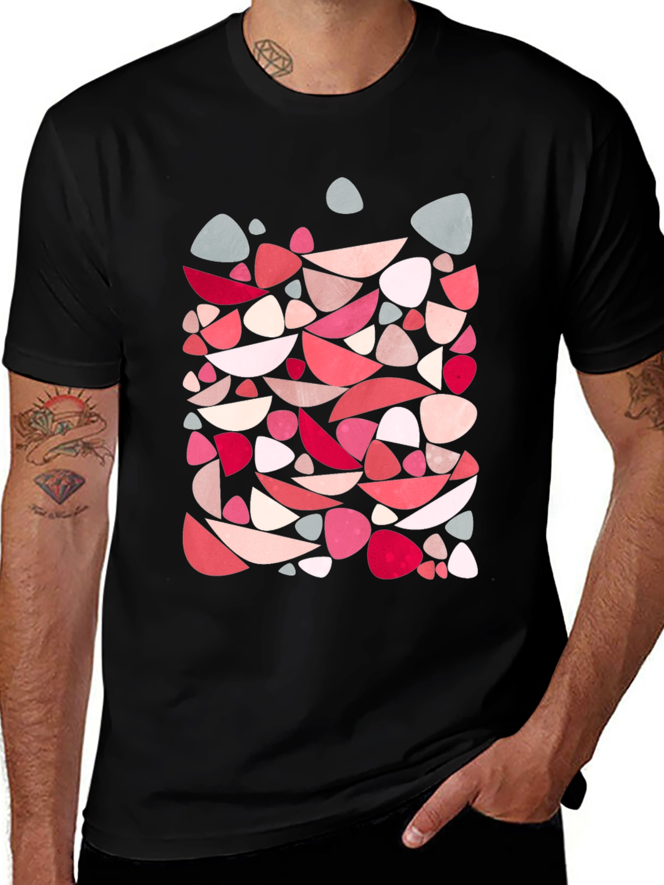 Abstract Shapes Mens Black T-Shirt