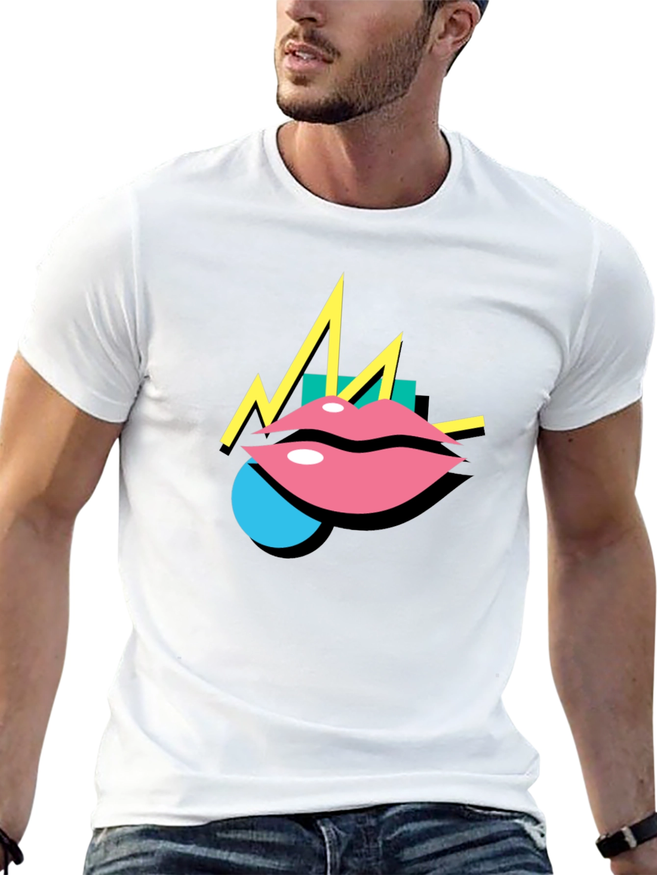 Retro Lips Graphic Black T-Shirt