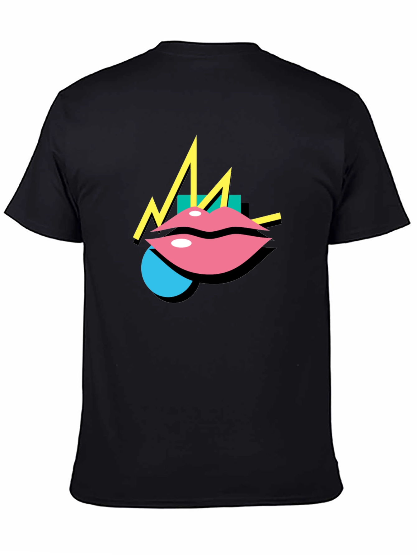 Retro Lips Graphic Black T-Shirt