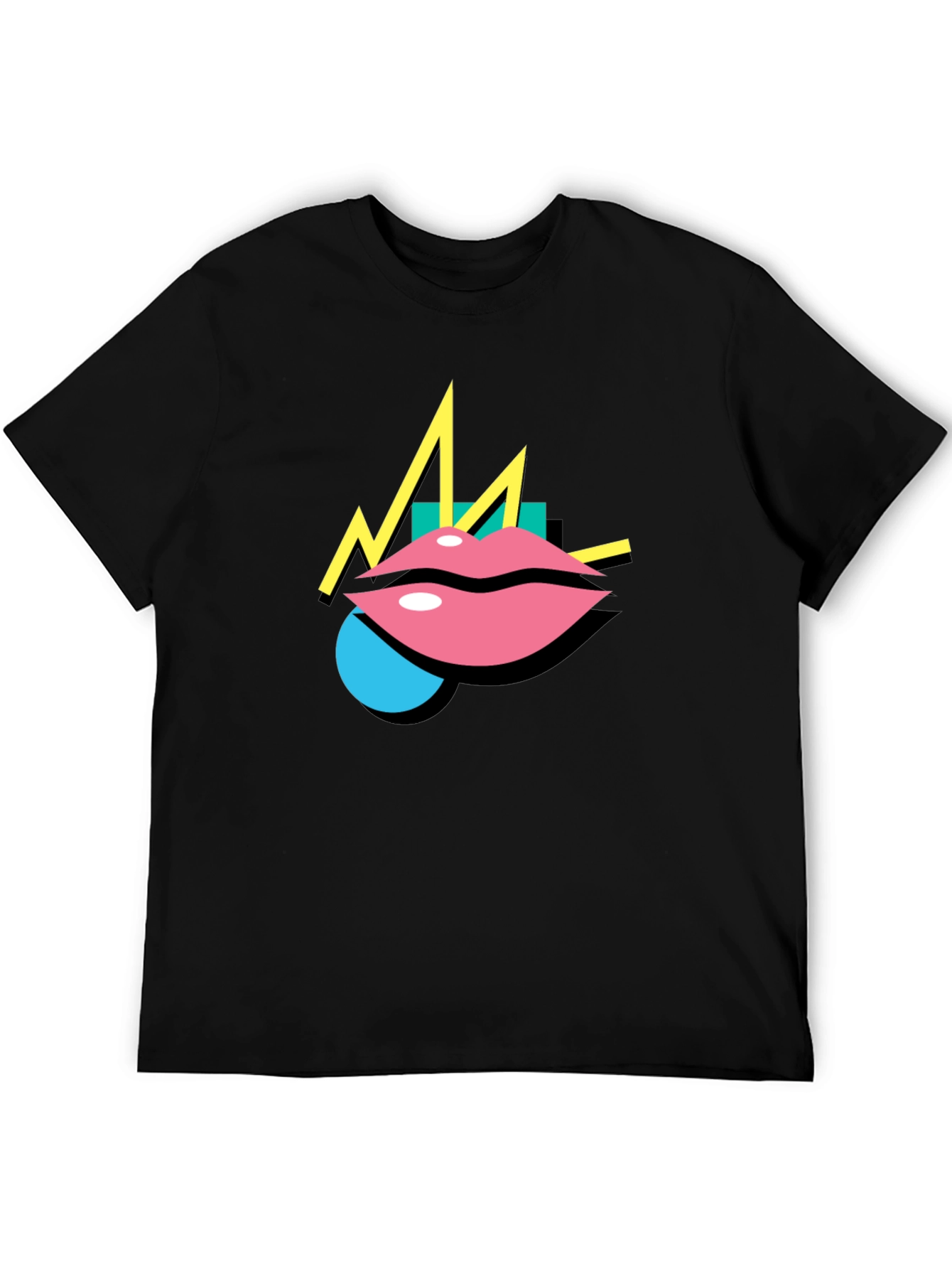 Retro Lips Graphic Black T-Shirt
