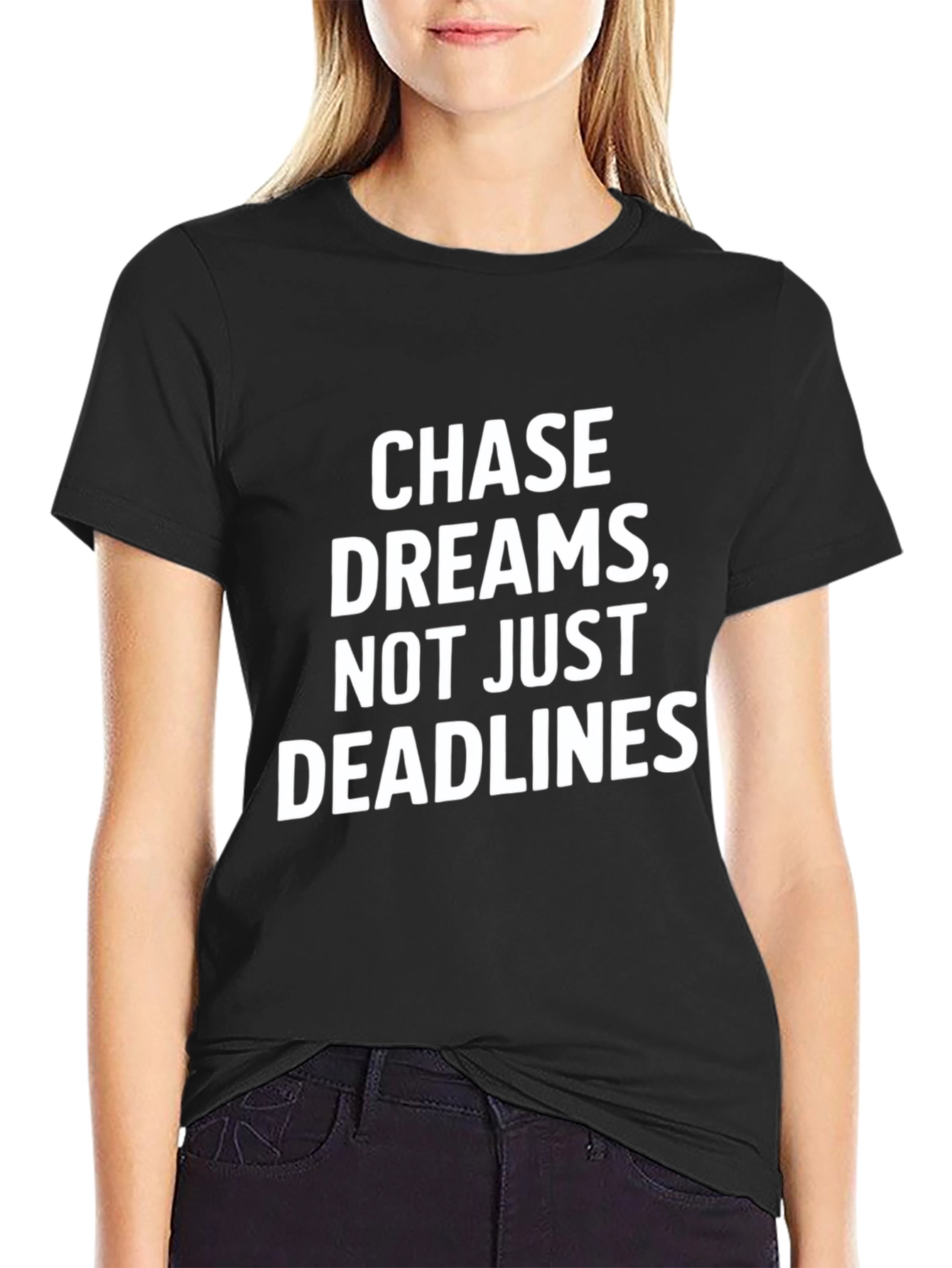 Chase Dreams Graphic Tee - Motivational Black T-Shirt