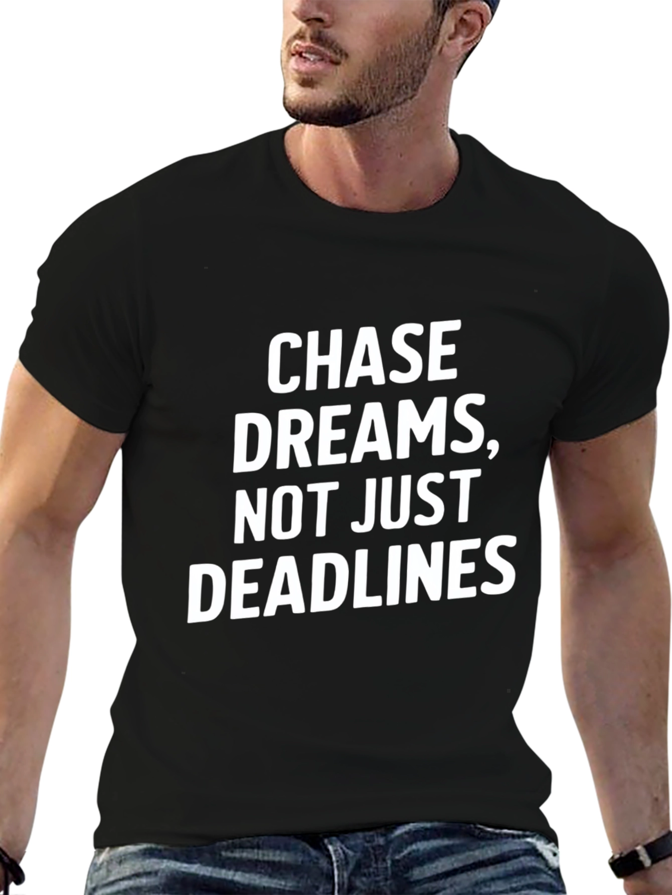 Chase Dreams Graphic Tee - Motivational Black T-Shirt